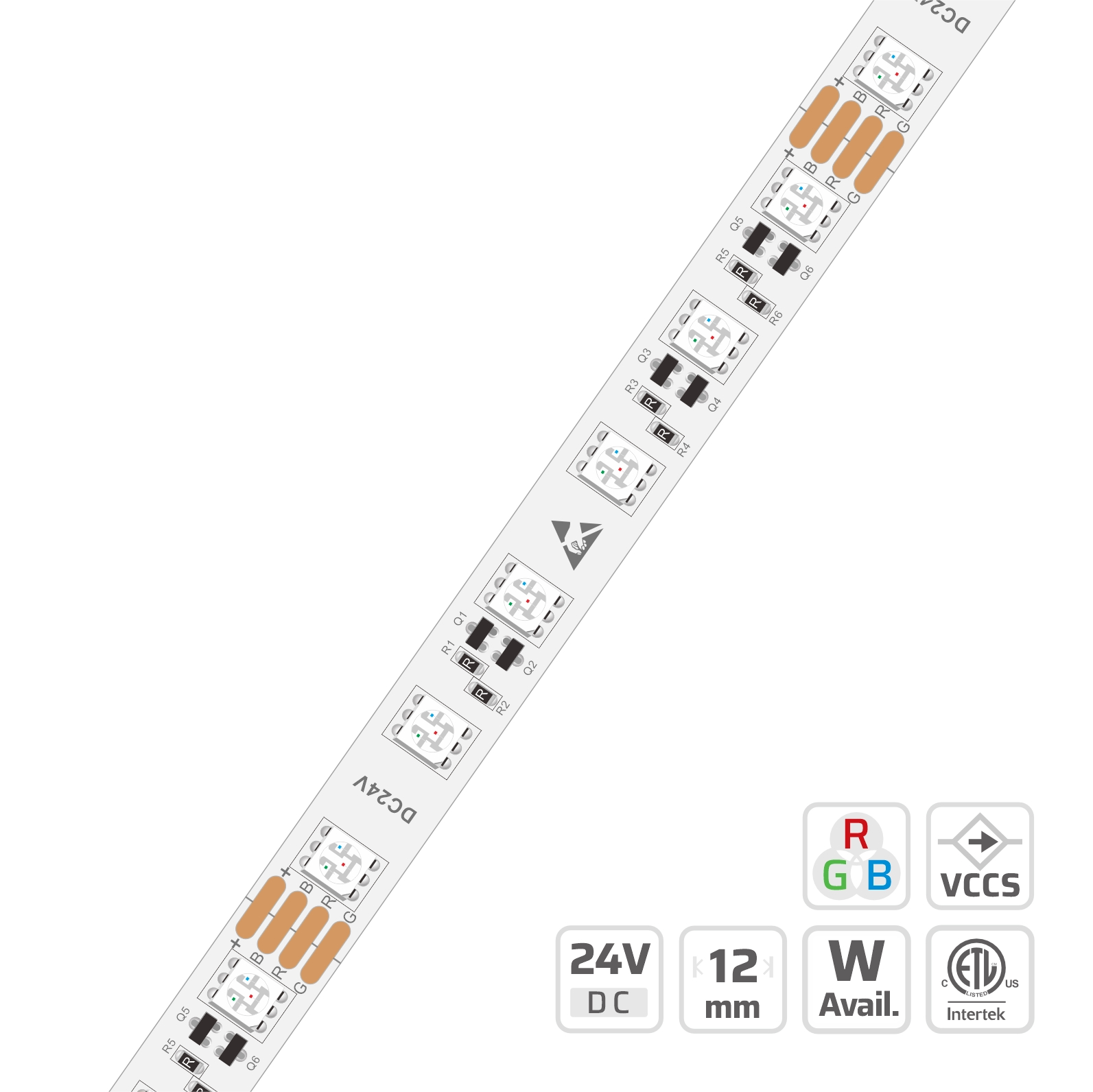 12mm | 24V | 60LEDs | 100mm/cut | #3665 | 5050 Ultra-long RGB LED strip light
