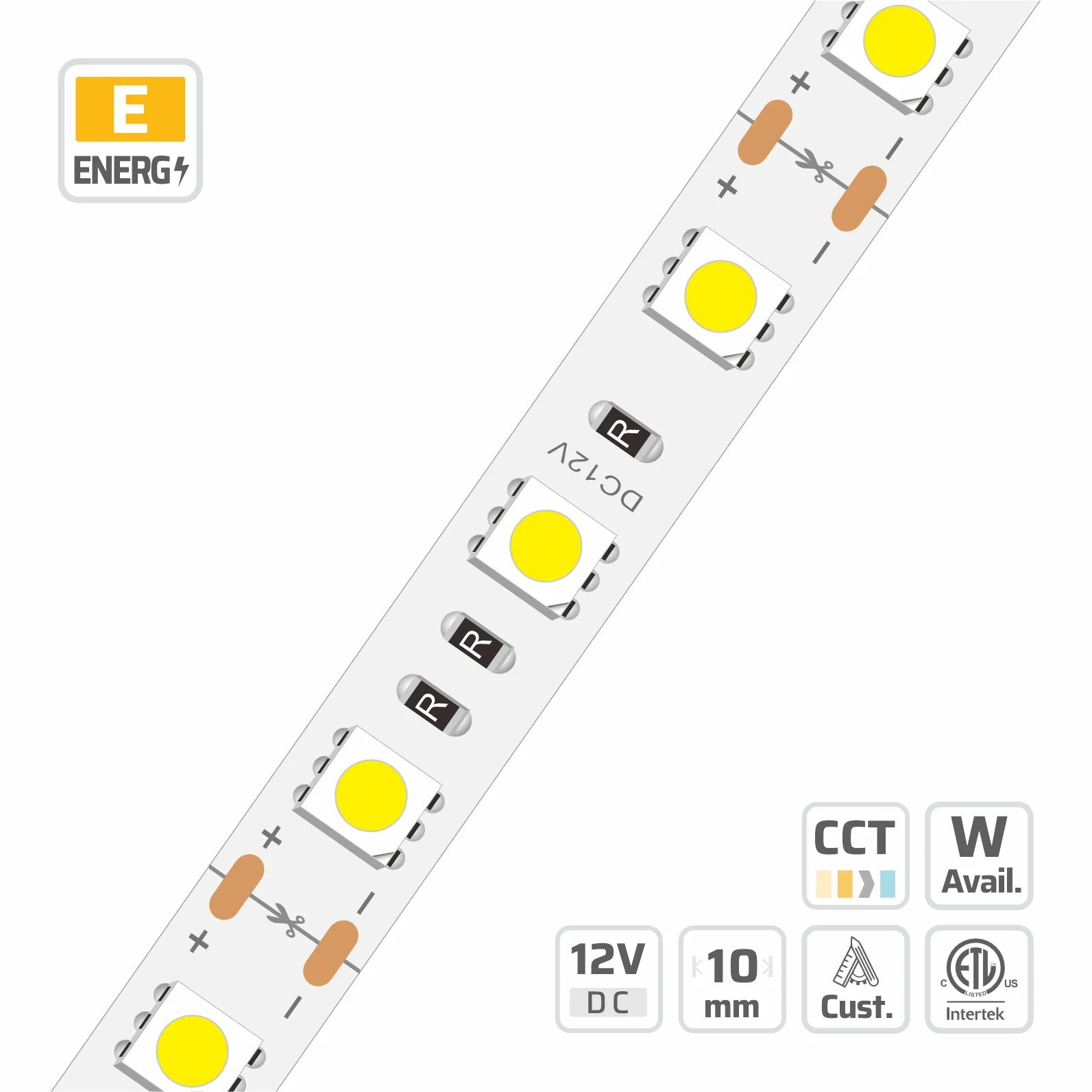 10mm | 12V | 60LEDs | 50mm/cut | #5393 | 5050 Classic LED Strip Light