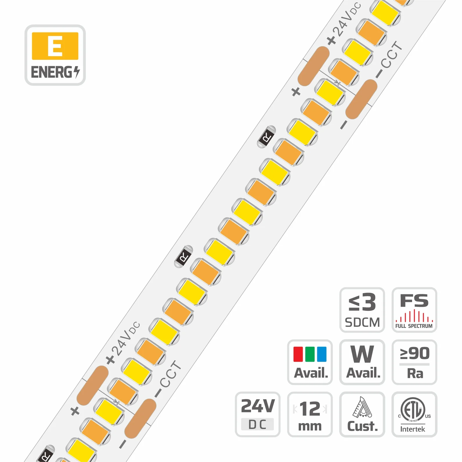 12mm | 24V | 288LEDs | 55.5mm/cut | #5493 | 2835 One Loop CCT Ultra Density LED strip light
