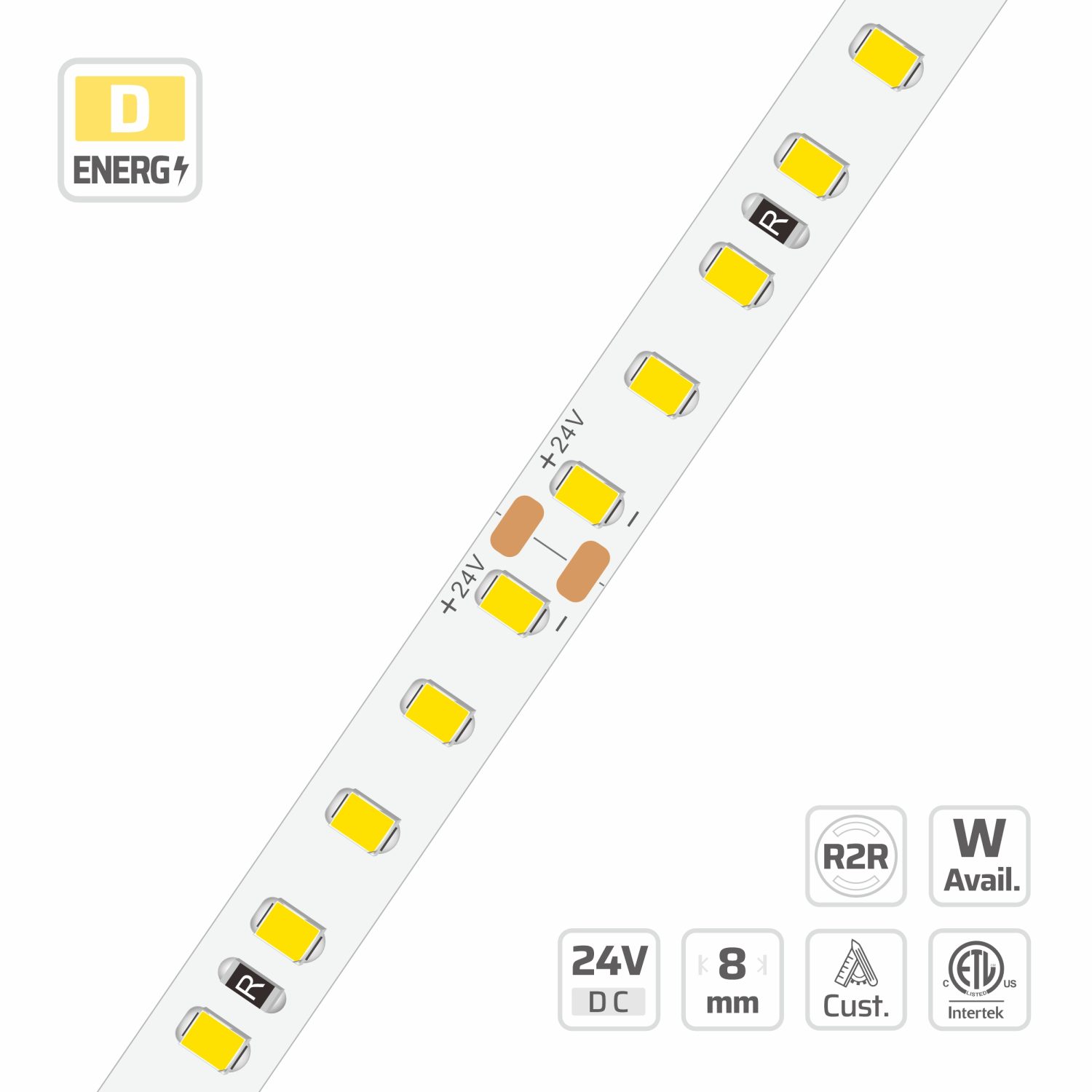 8mm | 24V | 126LEDs | 55.55mm/cut | #16777 | Roll-to-Roll Long Reel LED Strip