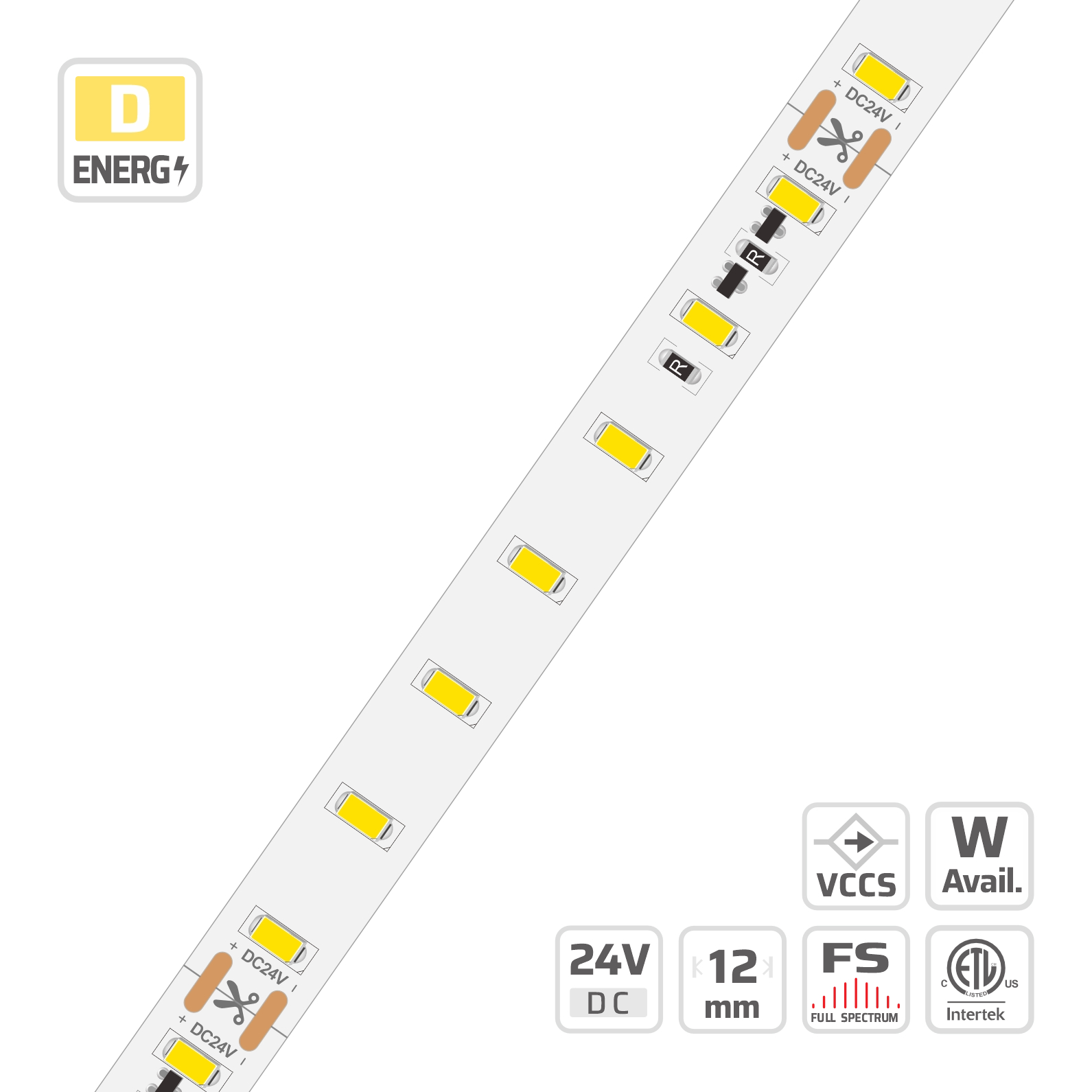 12mm | 24V | 70LEDs | 100cut | #11323 | 5630 Classic LED Strip Light