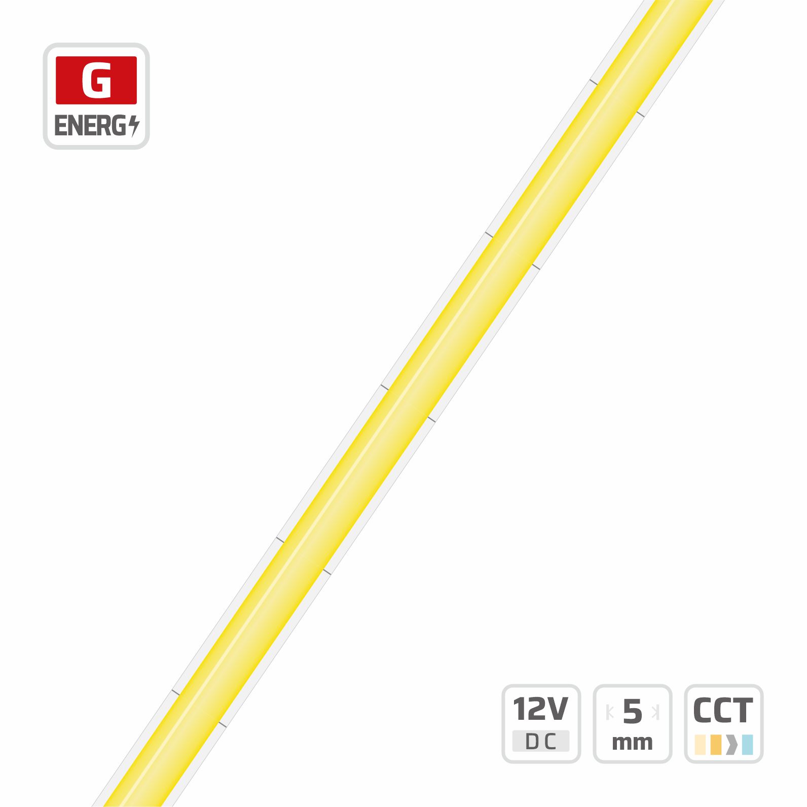 5mm | 12V | 576LEDs | 20.8mm/cut | #576-CCT-5 | COB LED strip light