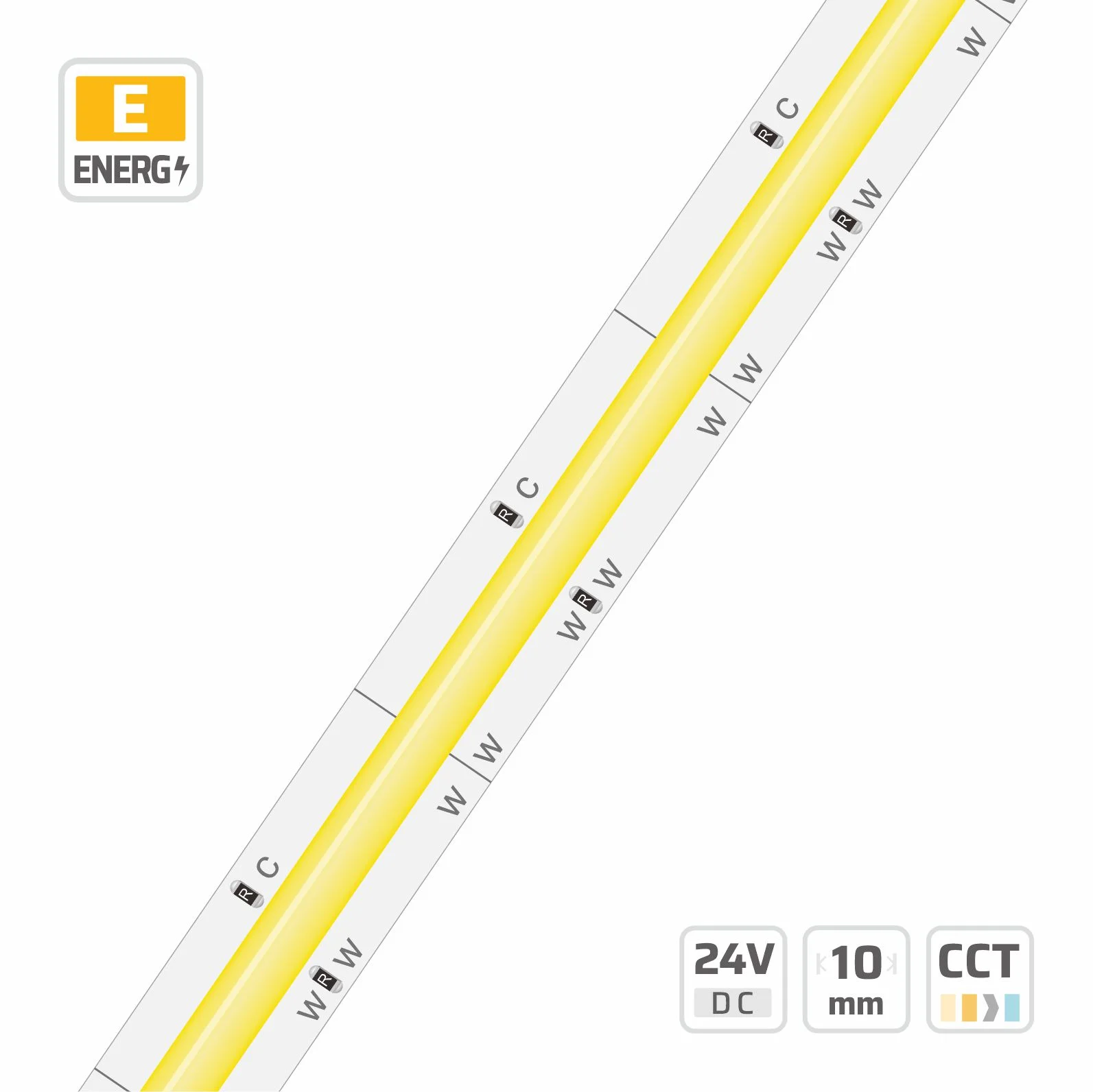10mm | 24V | 576LEDs | 27.77cut | #576-CCT | COB LED strip light