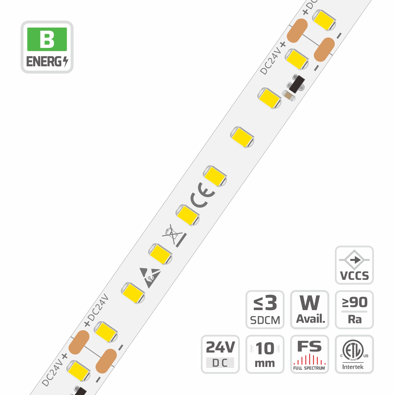 10mm | 24V | 112LEDs | 71.4cut | #5932 | 2835 C.C. High Lumen High Light Efficacy LED Strip Light