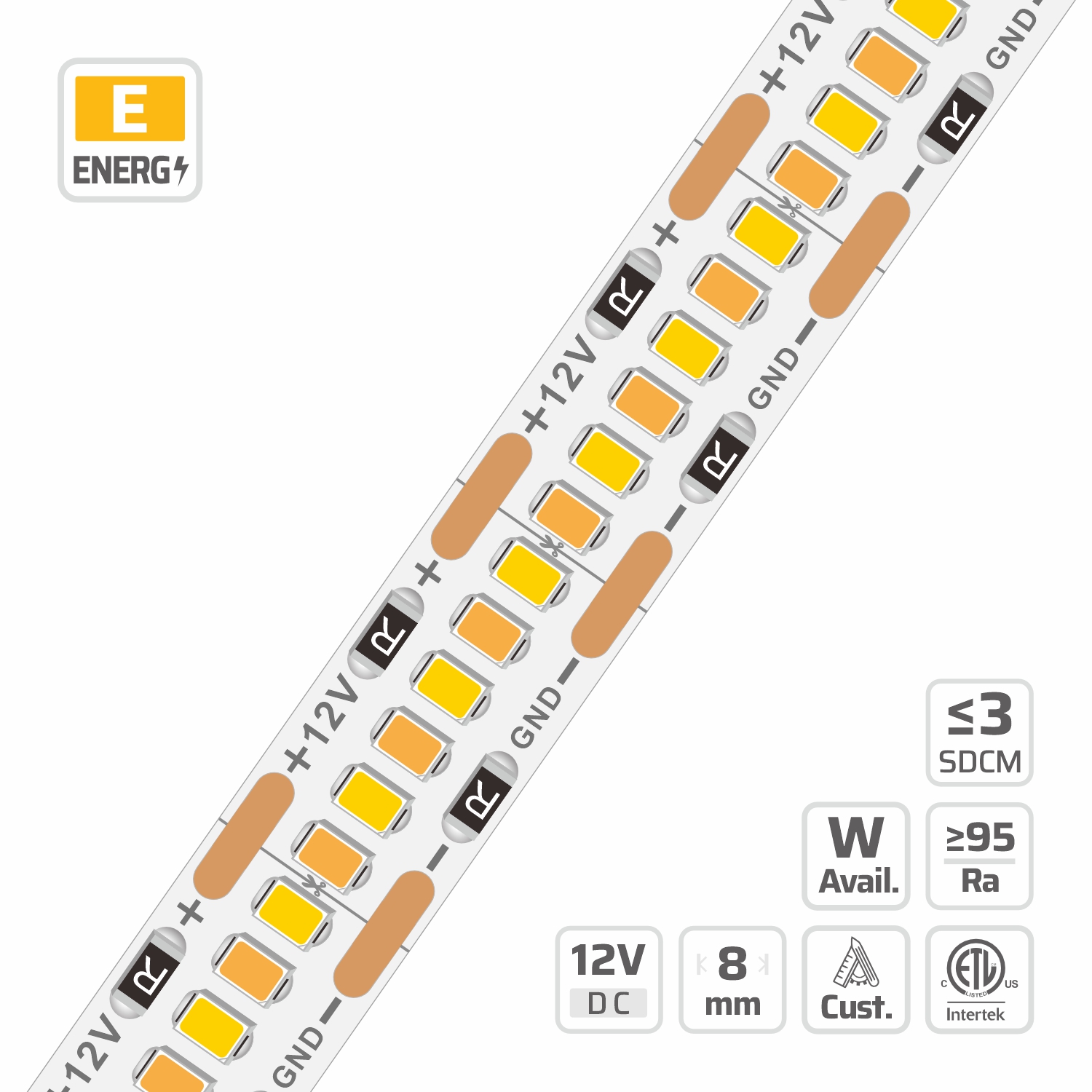 8mm | 12V | 420LEDs | 14.28mm/cut | #4995 | 2216 One Loop CCT Micro-Cut Ultra-density LED strip light