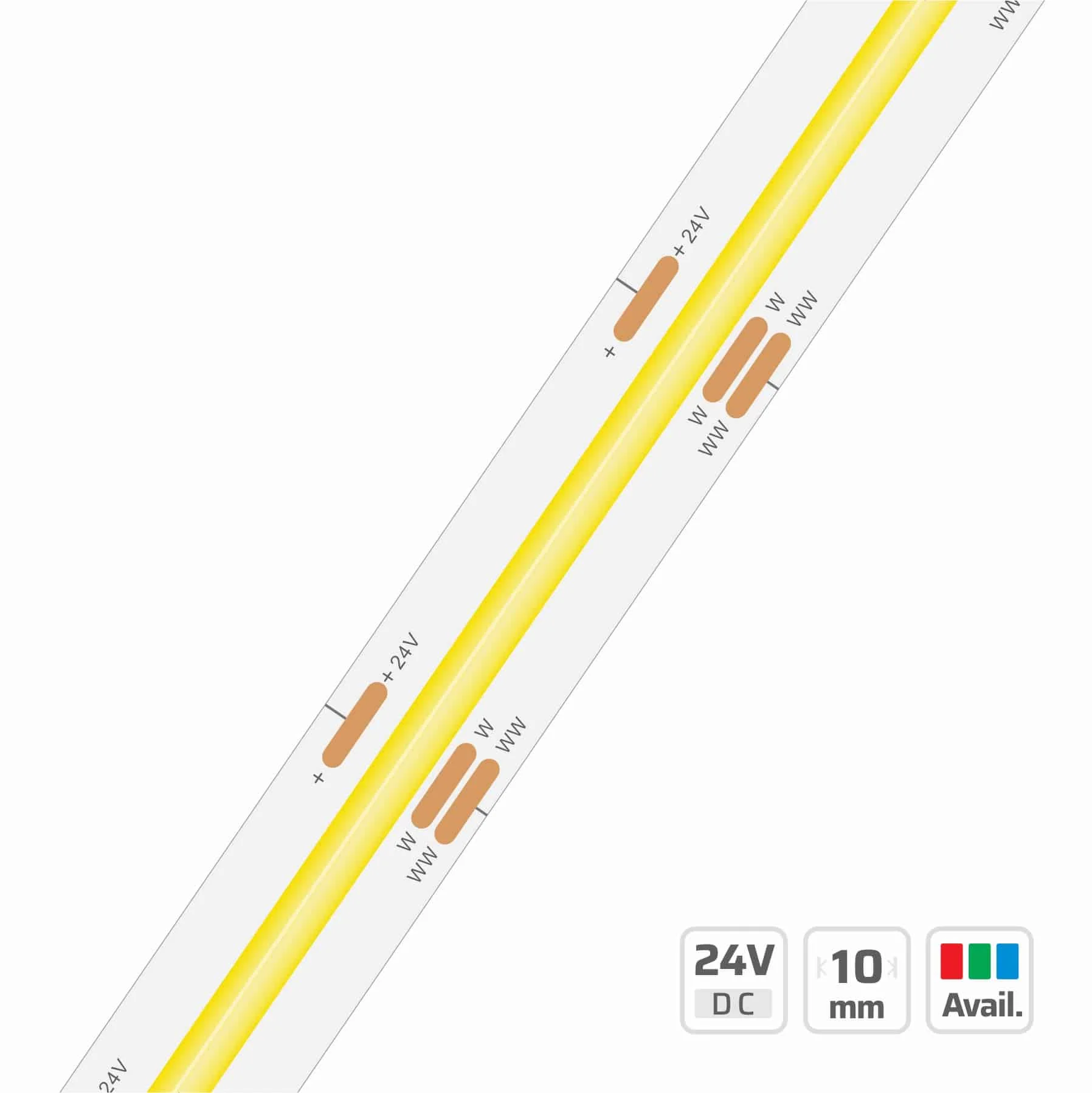 10mm | 24V | 608LEDs | 26.3cut | #608-CCT | COB LED strip light