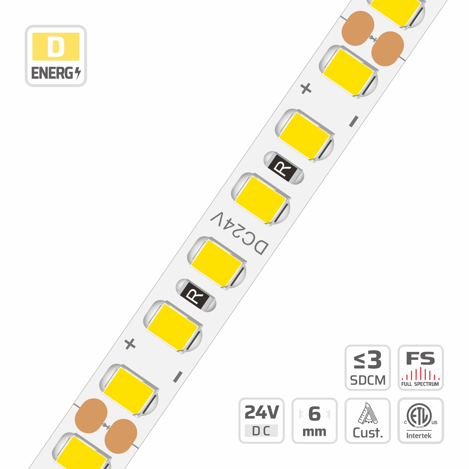 6mm | 24V | 168LEDs | 35.71mm/cut | #8199 | 2835 Classic LED Strip Light