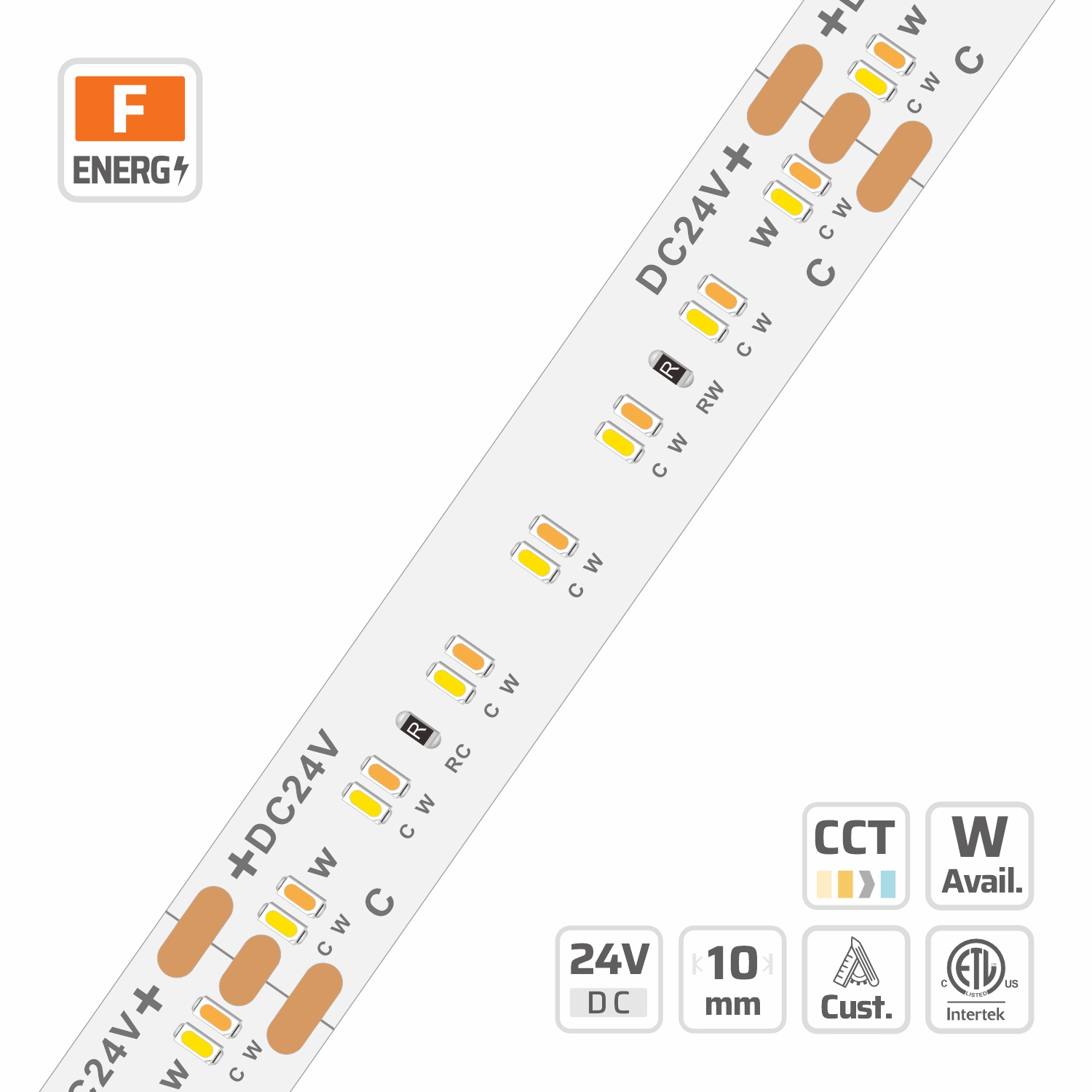 10mm | 24V | 280LEDs | 50mm/cut | #6015 | 2110 CCT LED Strip Light