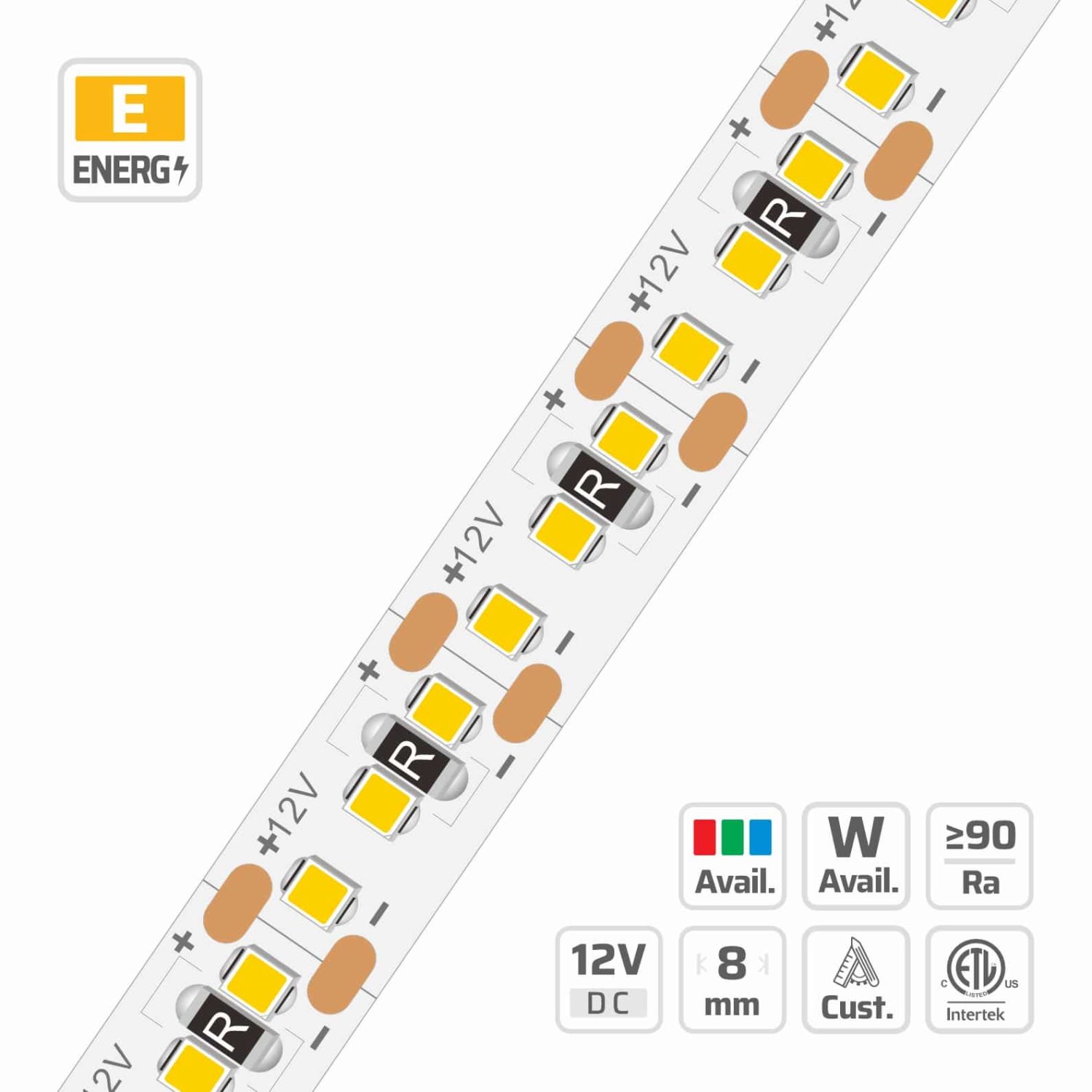 8mm | 12V | 240LEDs | 12.5cut | #2-2802 Micro-Cut LED Strip Light