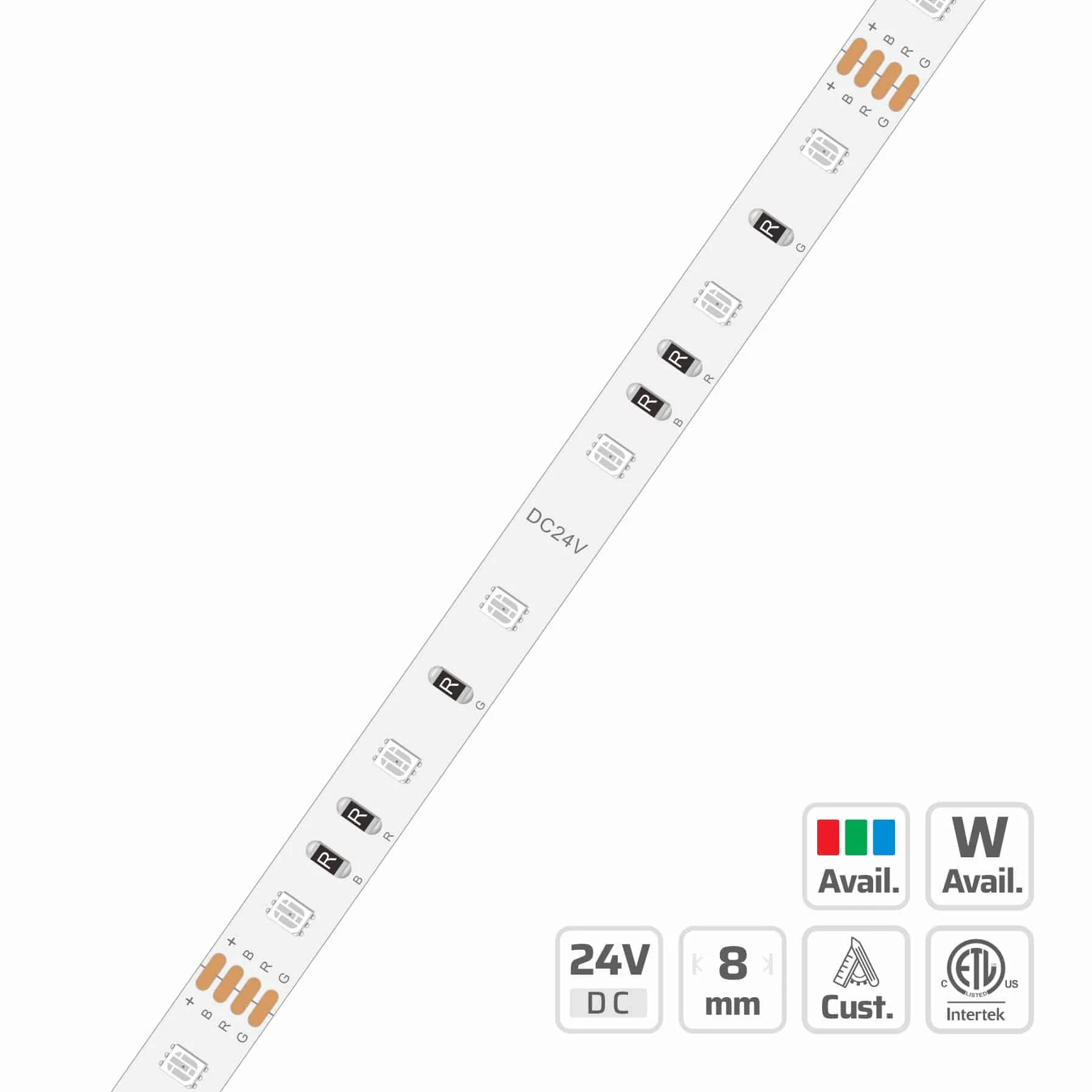 8mm | 24V | 60LEDs | 12W | 100cut | #7229 | 3528 Classic LED Strip Light