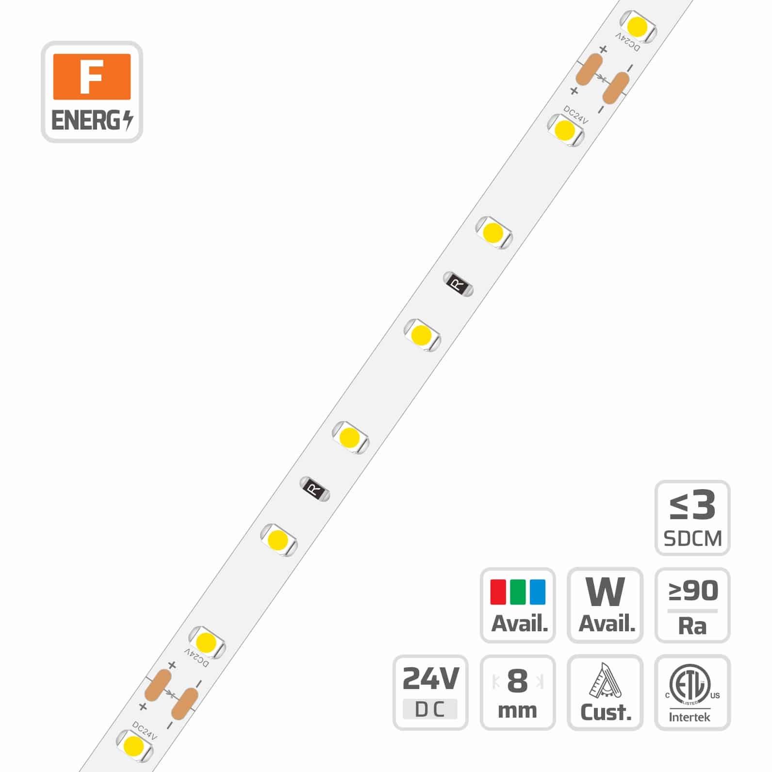 8mm | 24V | 60LEDs | 100cut | #7332 | 3528 Classic LED Strip Light