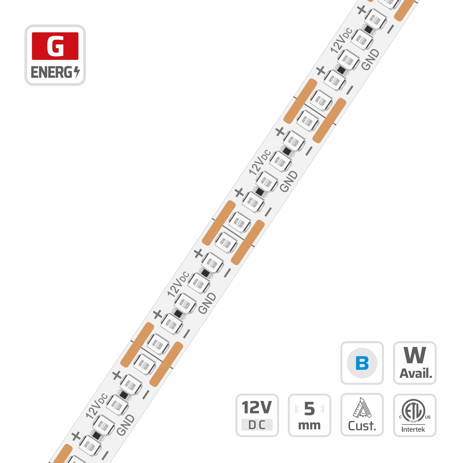 16440 · 1515 · 12V · cuttable 14.3mm 16440 1515 — 12V, cuttable every 14.3mm, 5mm FPCB width, 1515 LEDs, 420 LEDs/m, 2700-6500