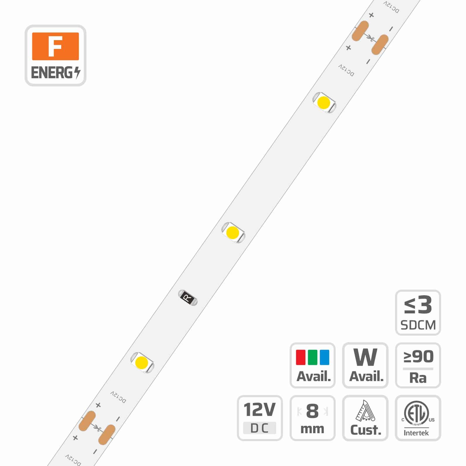8mm | 12V | 30LEDs | 100cut | #7611 | 3528 Classic LED Strip Light