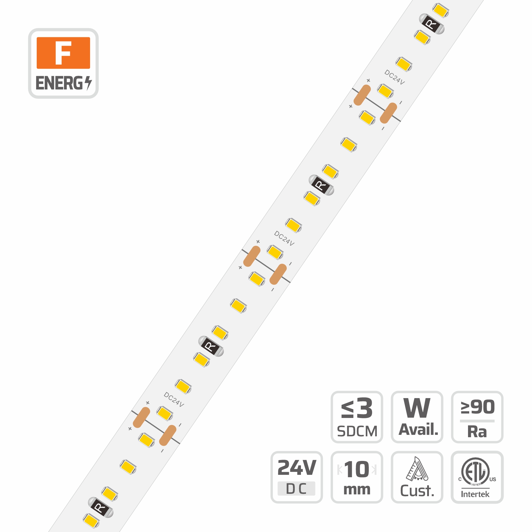 2260U · 24V · cuttable 33.3mm 2260U 2216 Classic LED Strip Light | 10mm | 24V | 180LEDs | 33.33mm/cut | #2260U — 24V, cuttable every 33.3mm, 10mm FPCB width, 2216 LEDs, 180 LEDs/m