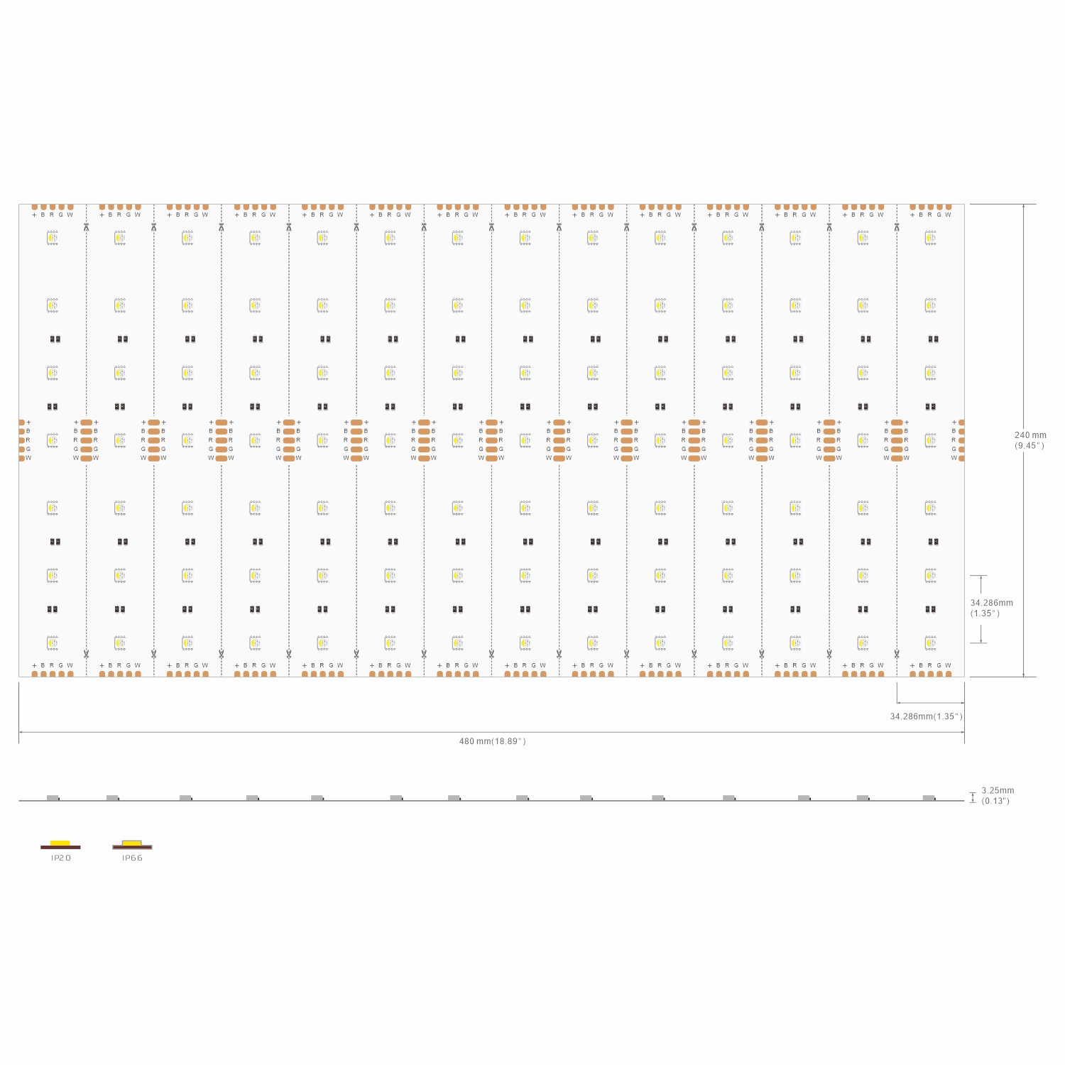 480*240mm | 24V | 98LEDs | #16795 | 5050 RGBW LED Light Sheets Panel