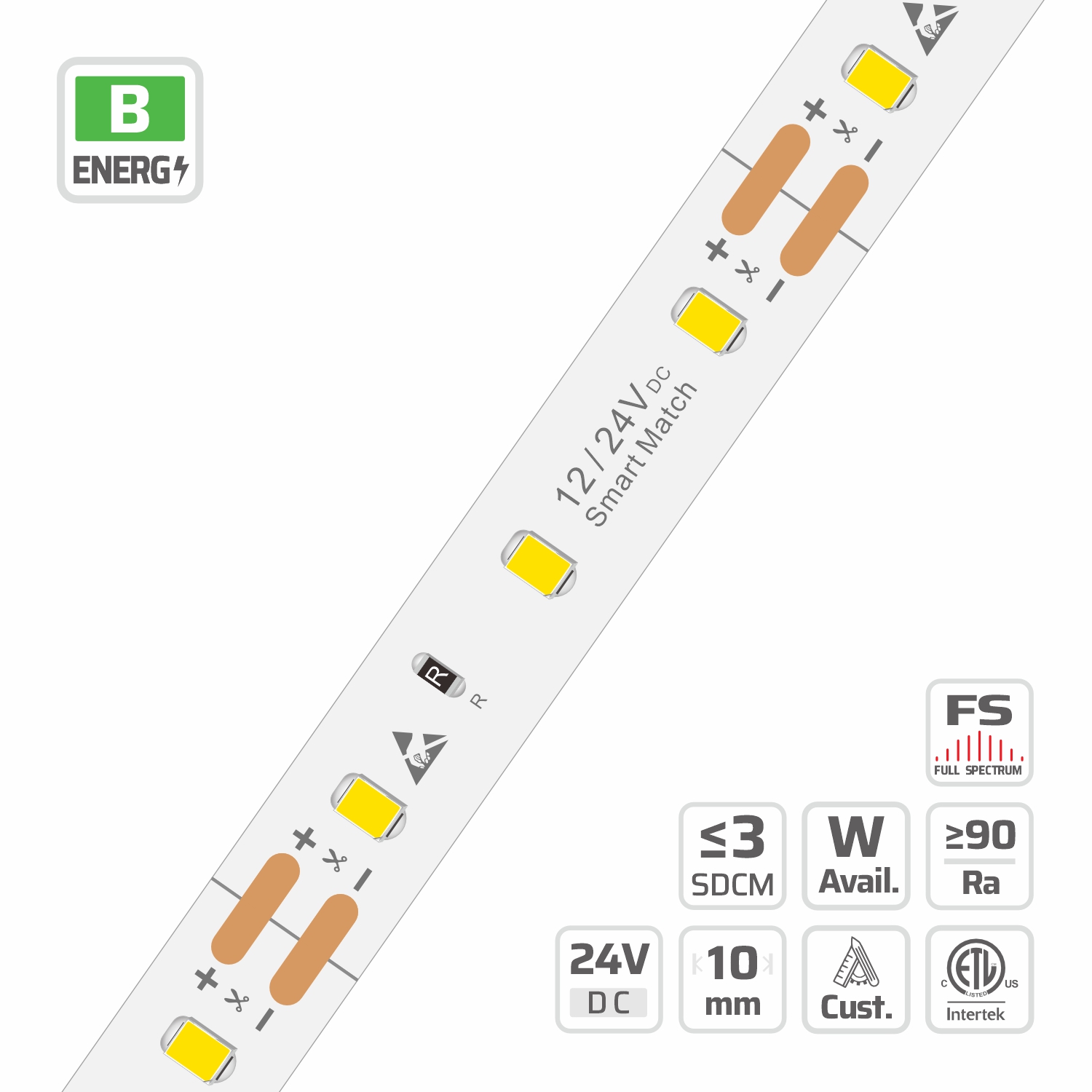 10mm | 12~24V | 60LEDs | 50mm/cut | #4775 | 2835 C.C. Special High Light Efficacy Ultra-Long LED Strip Light