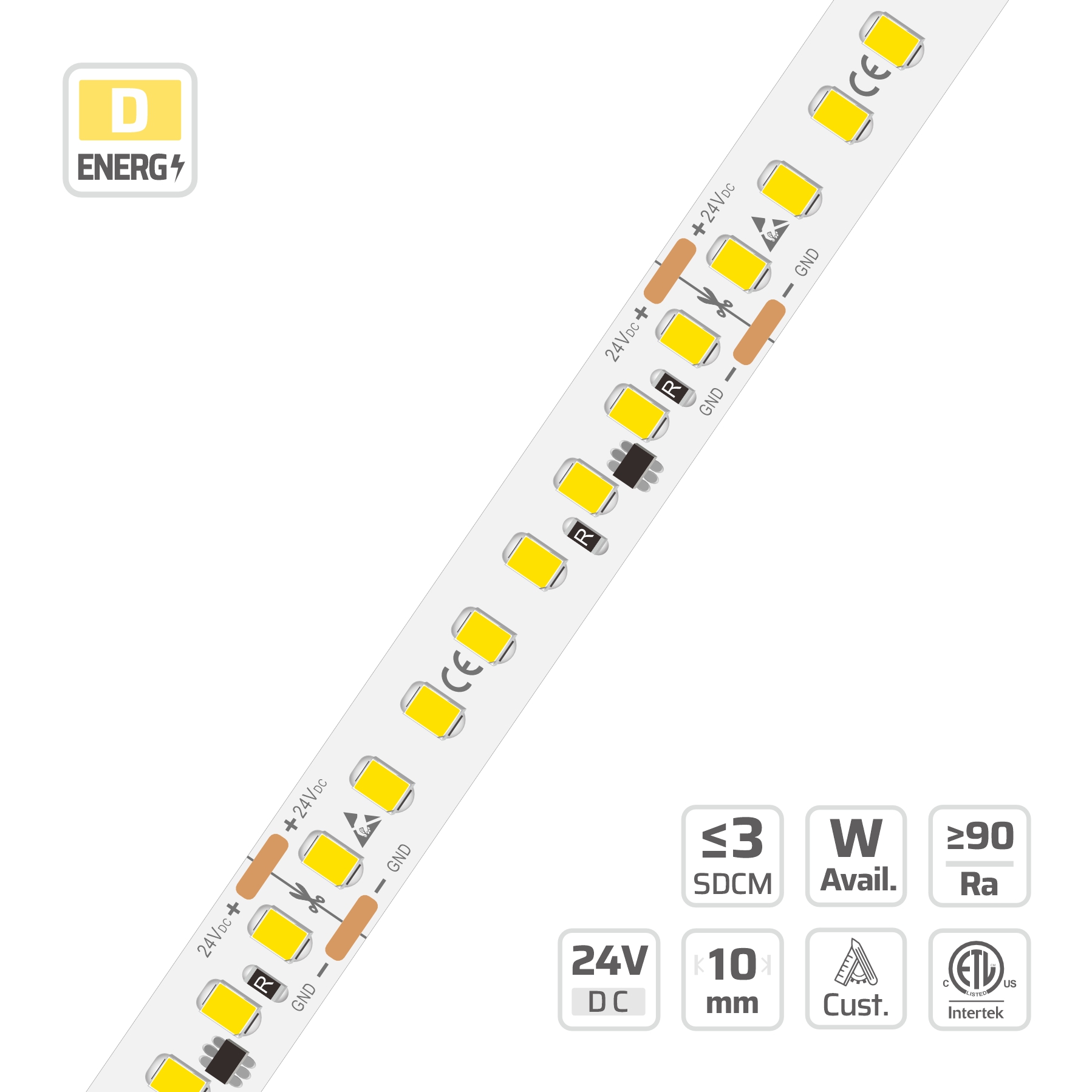 10mm | 24V | 160LEDs | 50cut | #16947 | 2835 Hight Efficiency LED Strips
