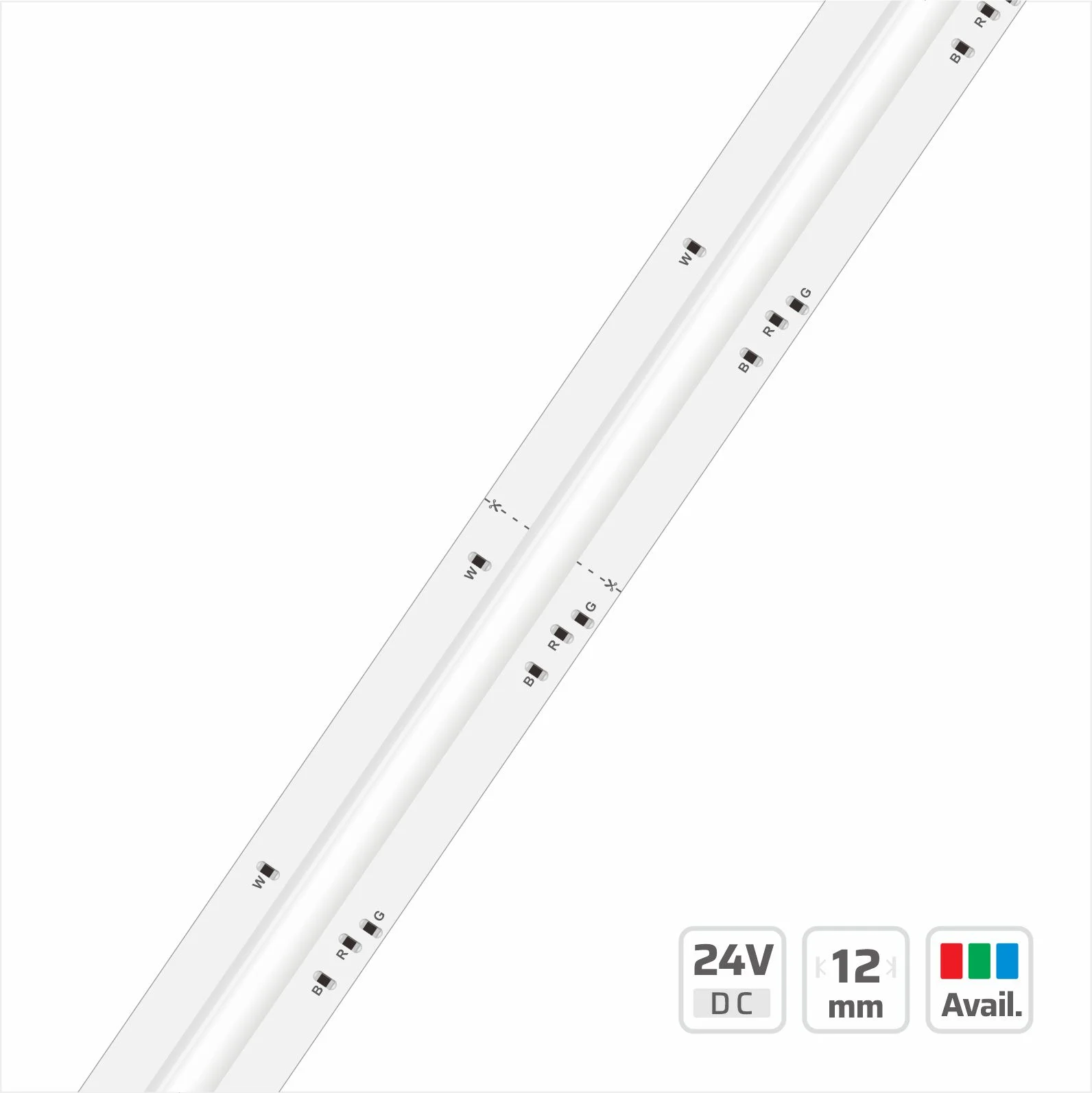 12mm | 24V | 840LEDs | 33mm/cut | #840-RGBW | COB LED strip light