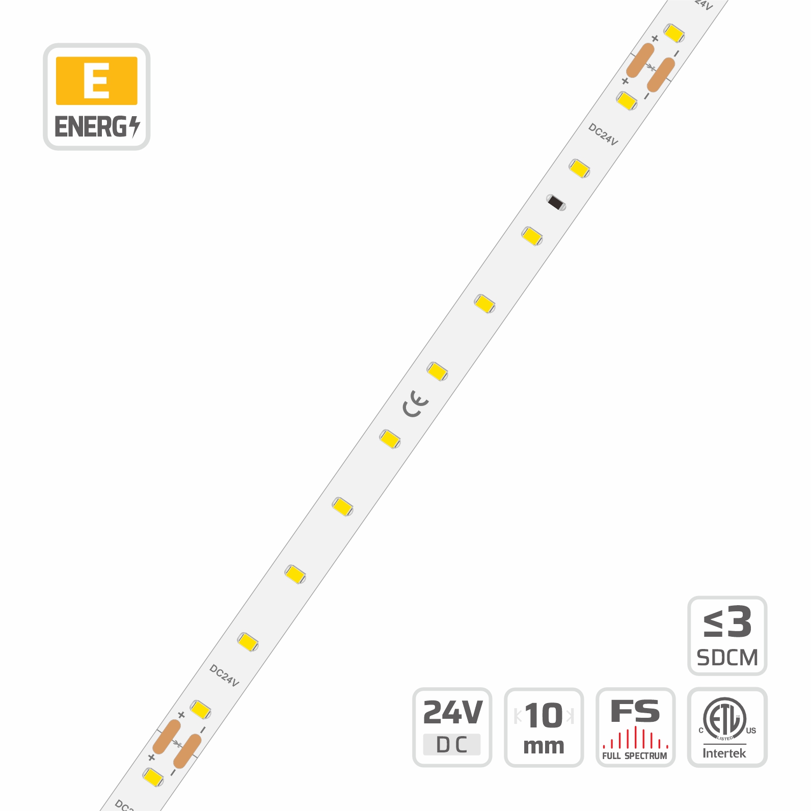 10mm | 24V | 60LEDs | 166.66cut | #8466 | 2835 Ultra-long LED strip light