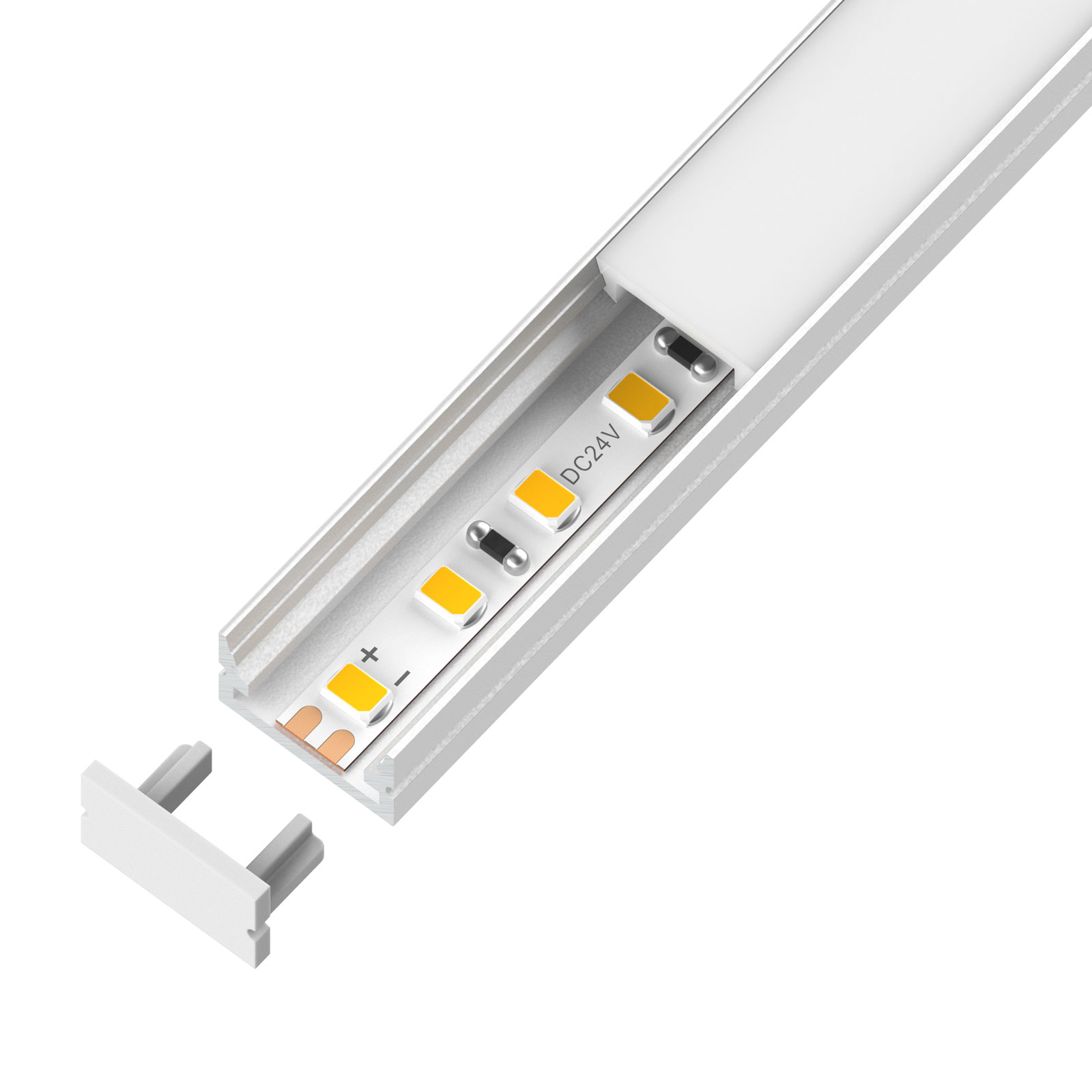 DL-1208 Surface Mount LED Channel — 24V, cuttable every 25mm, 6mm FPCB width, 2835 LEDs, 120 LEDs/m