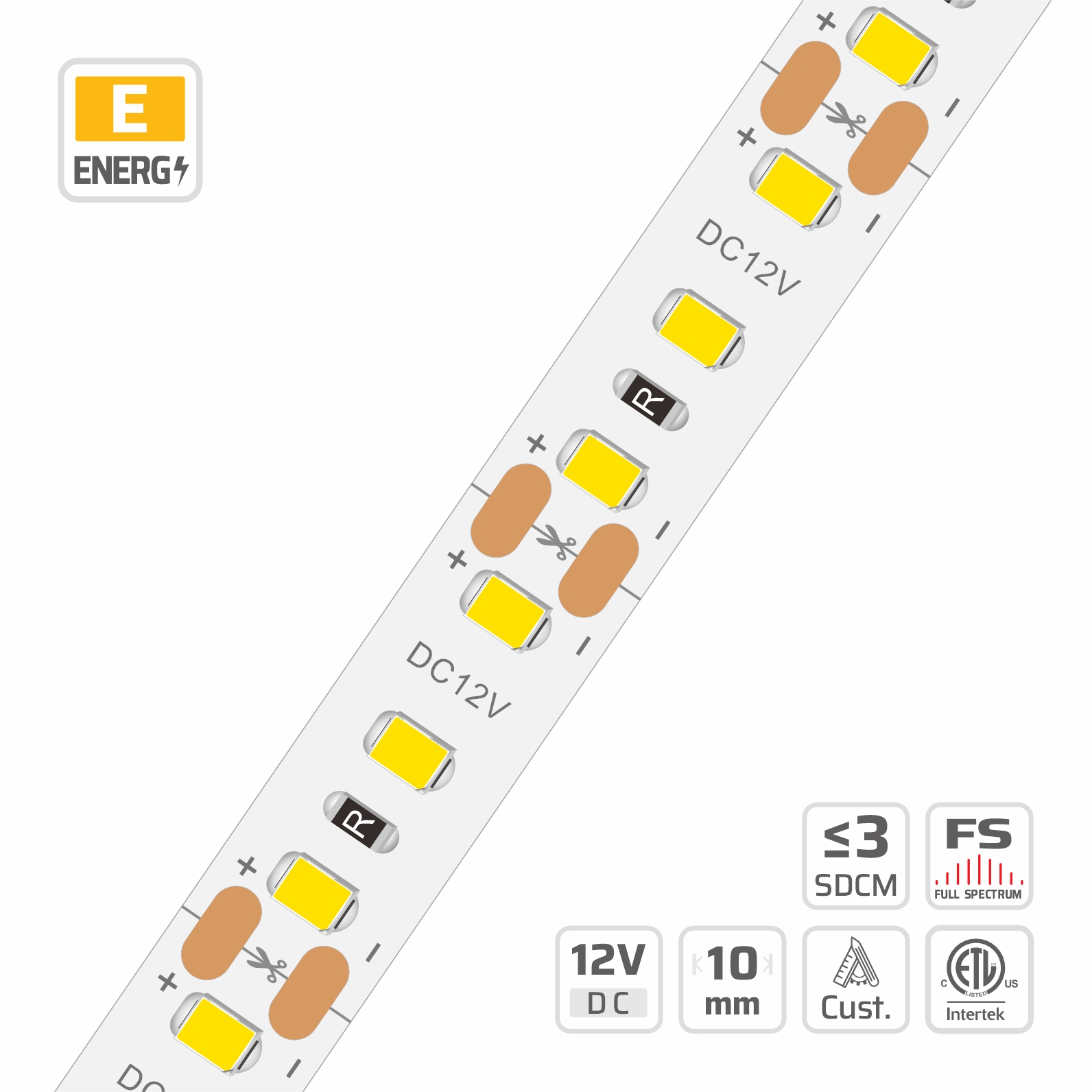 10mm | 12V | 120LEDs | 25cut | #7333 | 2835 Classic LED Strip Light