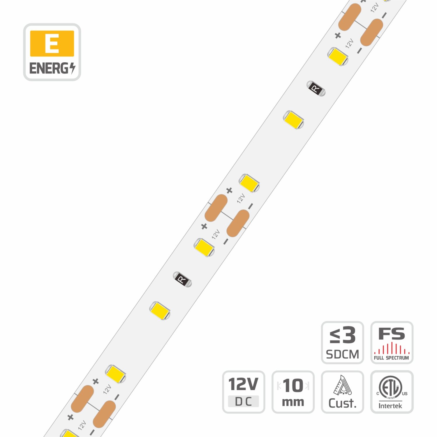 10mm | 12V | 60LEDs | 50mm/cut | #2303 | 2835 Classic LED Strip Light