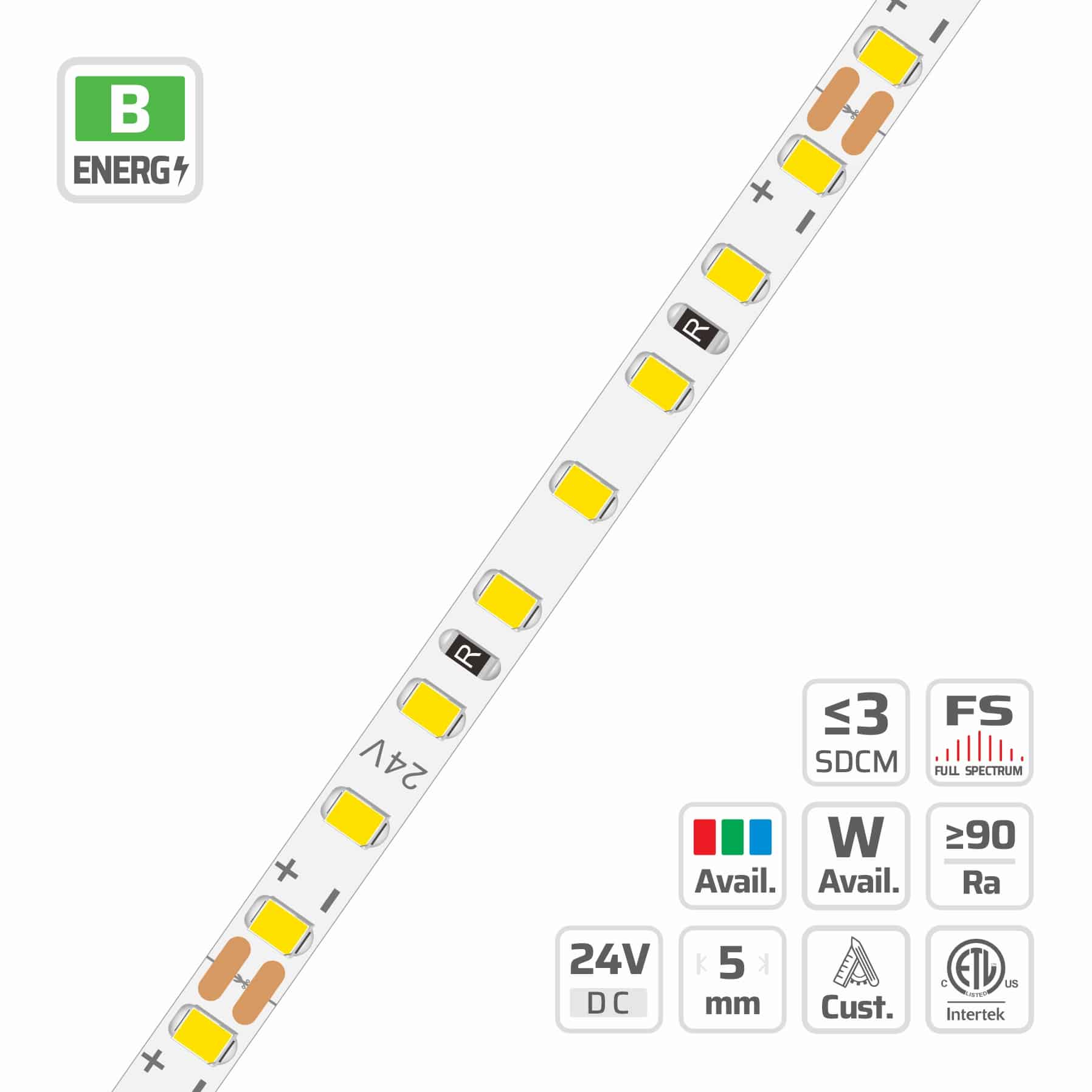 5mm | 24V | 128LEDs | 62.5cut | #5267 | 2835 High Light Efficacy Ultra-Narrow LED Strip