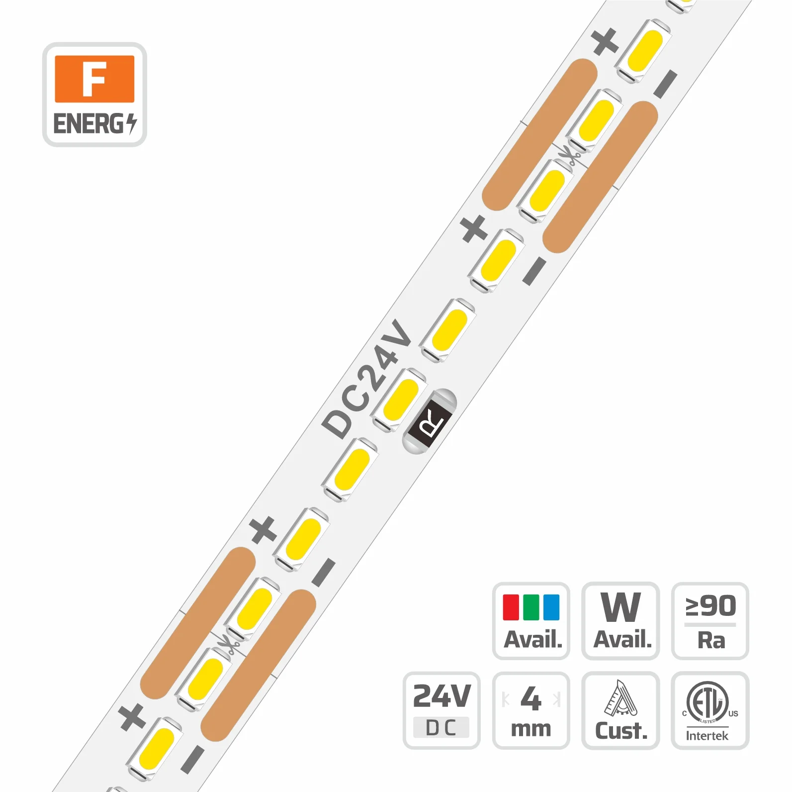 9677 · 2110 · 24V · cuttable 20mm 9677 2110 — 24V, cuttable every 20mm, 4mm FPCB width, 2110 LEDs, 350 LEDs/m