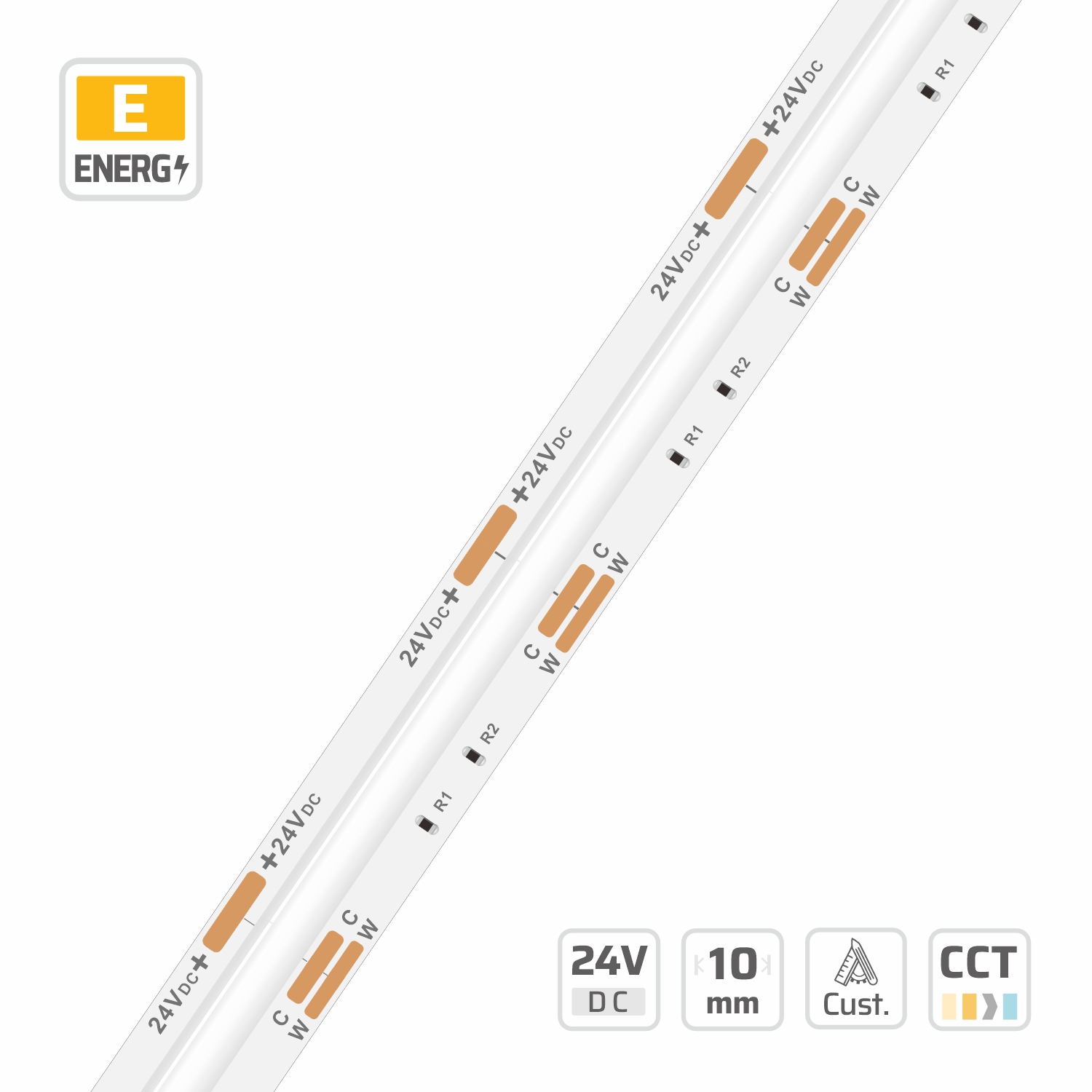 10mm | 24V | 544LEDs | 29.412mm/cut | #16828 | CCT Tunable SOB Strip