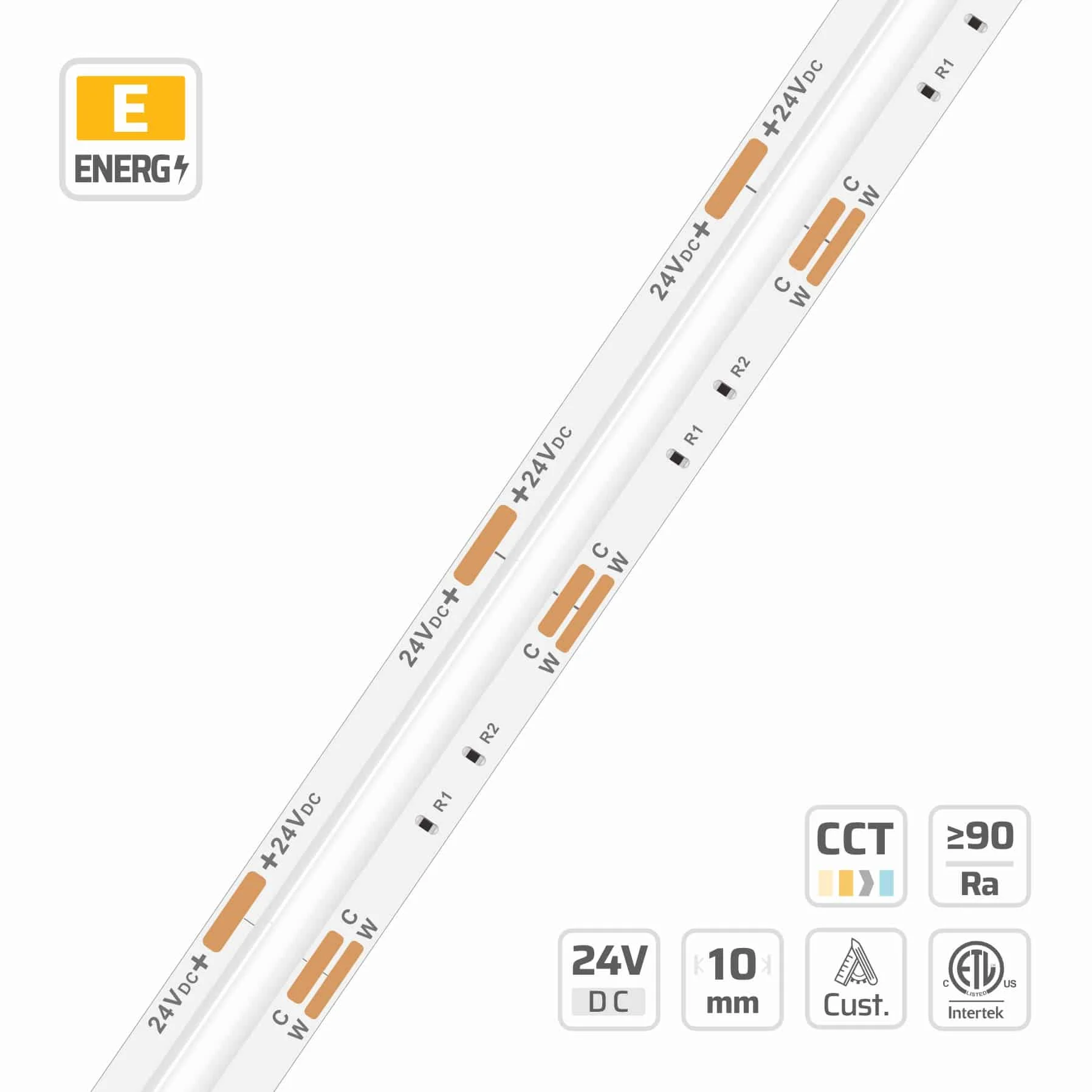 10mm | 24V | 544LEDs | 29.412mm/cut | #16828 | CCT Tunable SOB Strip