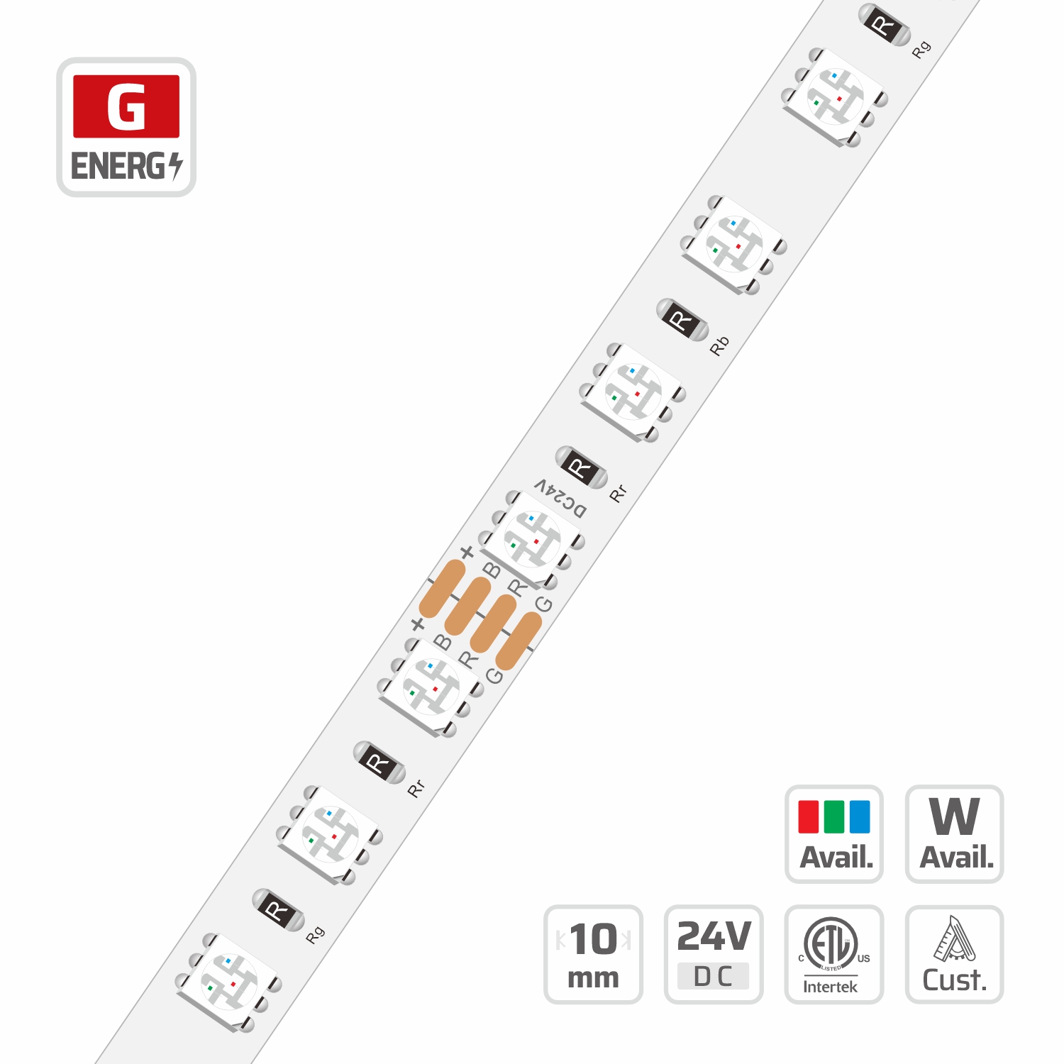10mm | 24V | 72LEDs | 83.334mm/cut | #9854 | 5050 RGB LED Strip light