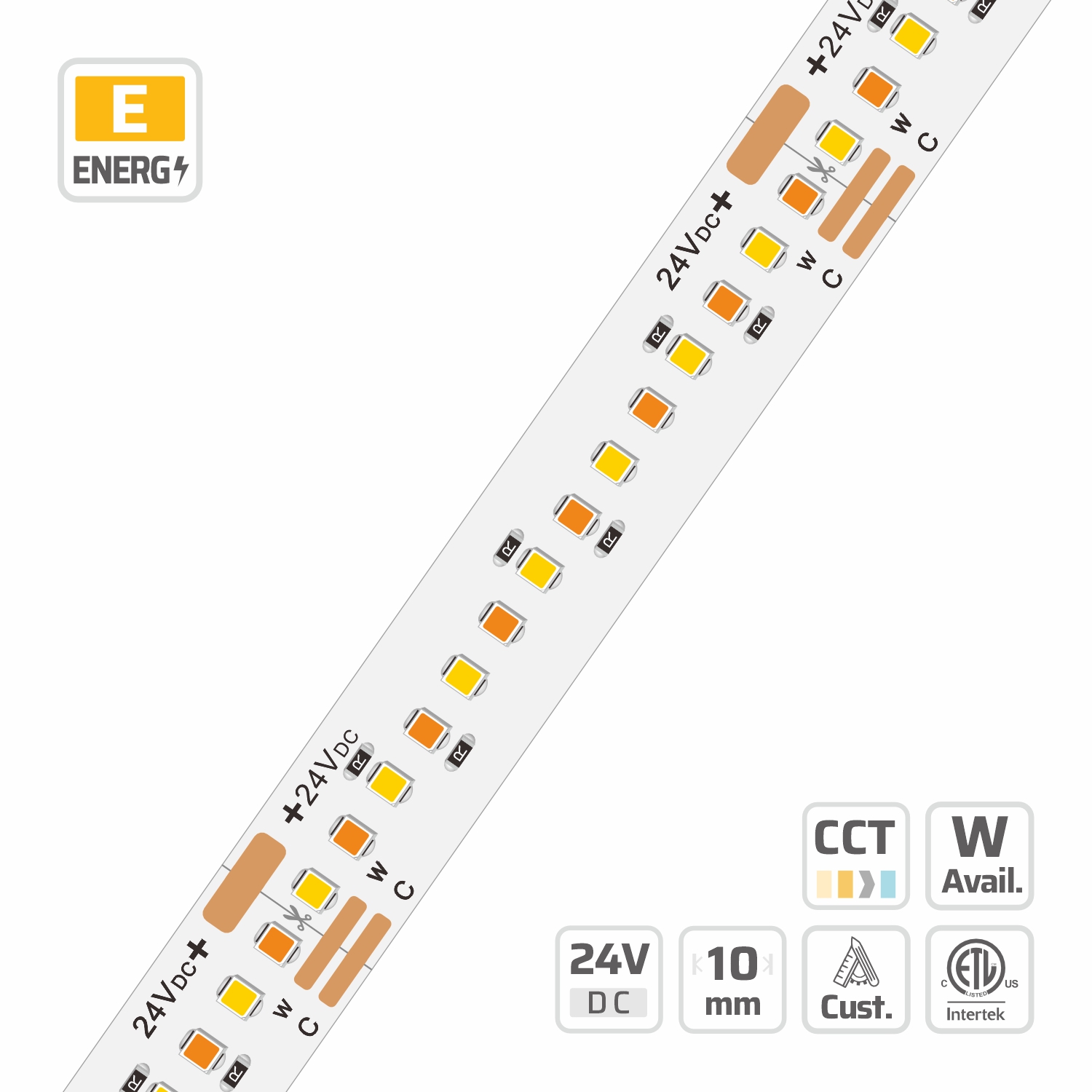 10mm | 24V | 280LEDs | 50mm/cut | #15068 | 2216 CCT LED Strip Light