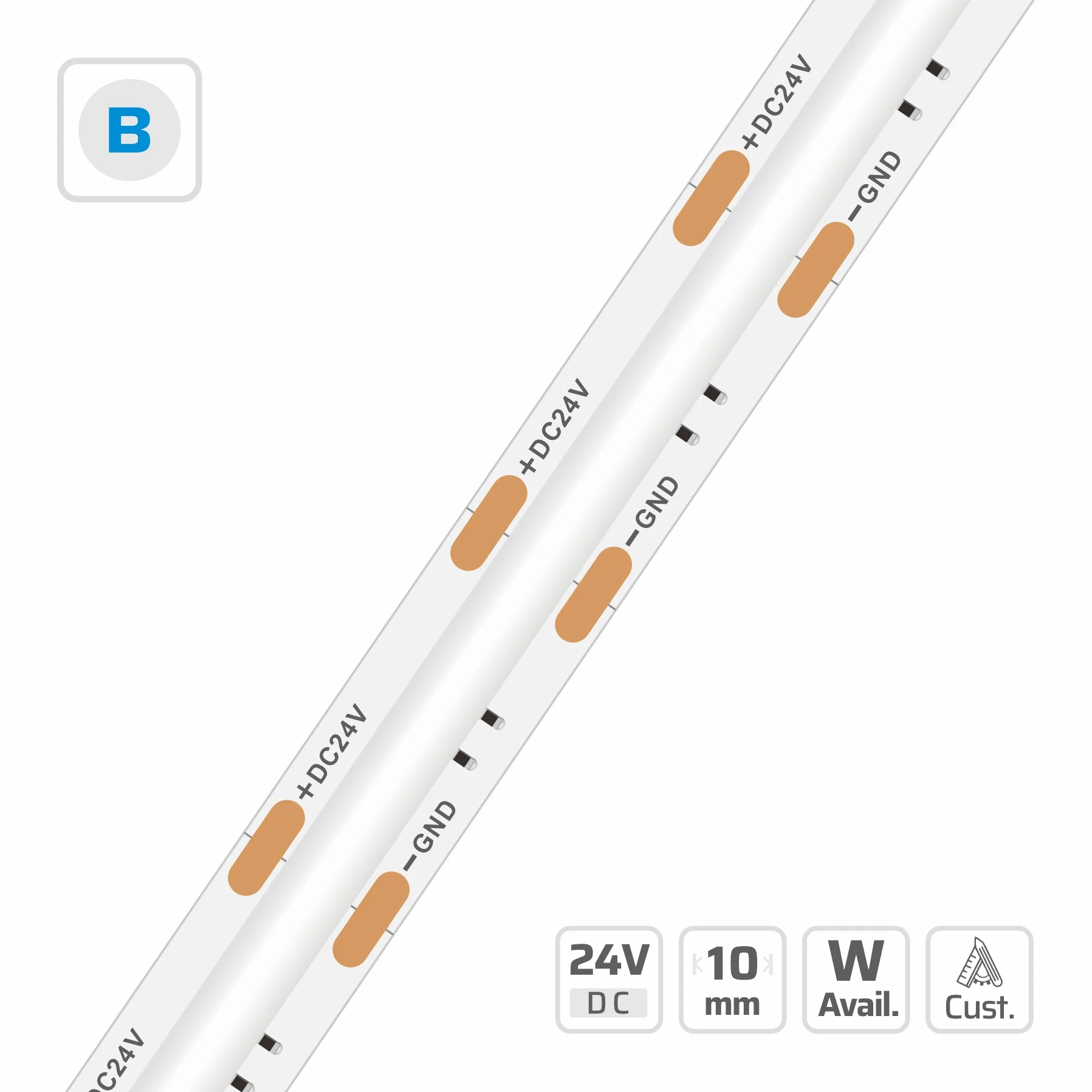 10mm | 24V | 736LEDs | 21.7mm/cut | #8215-IB | Ice Blue Flexible LED Strip Light