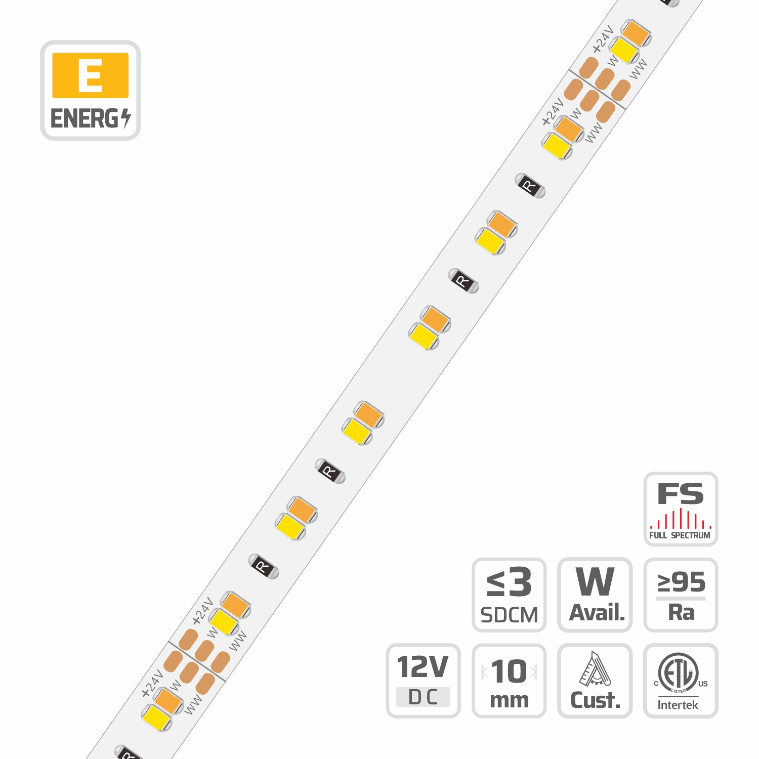 10mm | 24V | 120LEDs | 100mm/cut | #2097 | 2835 CCT LED Strip Light