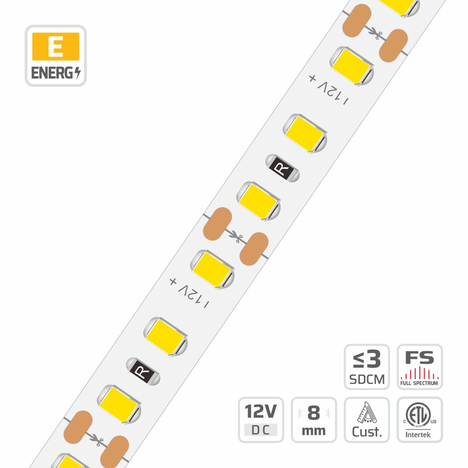 8mm | 12V | 120LEDs | 25cut | #0011 | 2835 Classic LED Strip Light