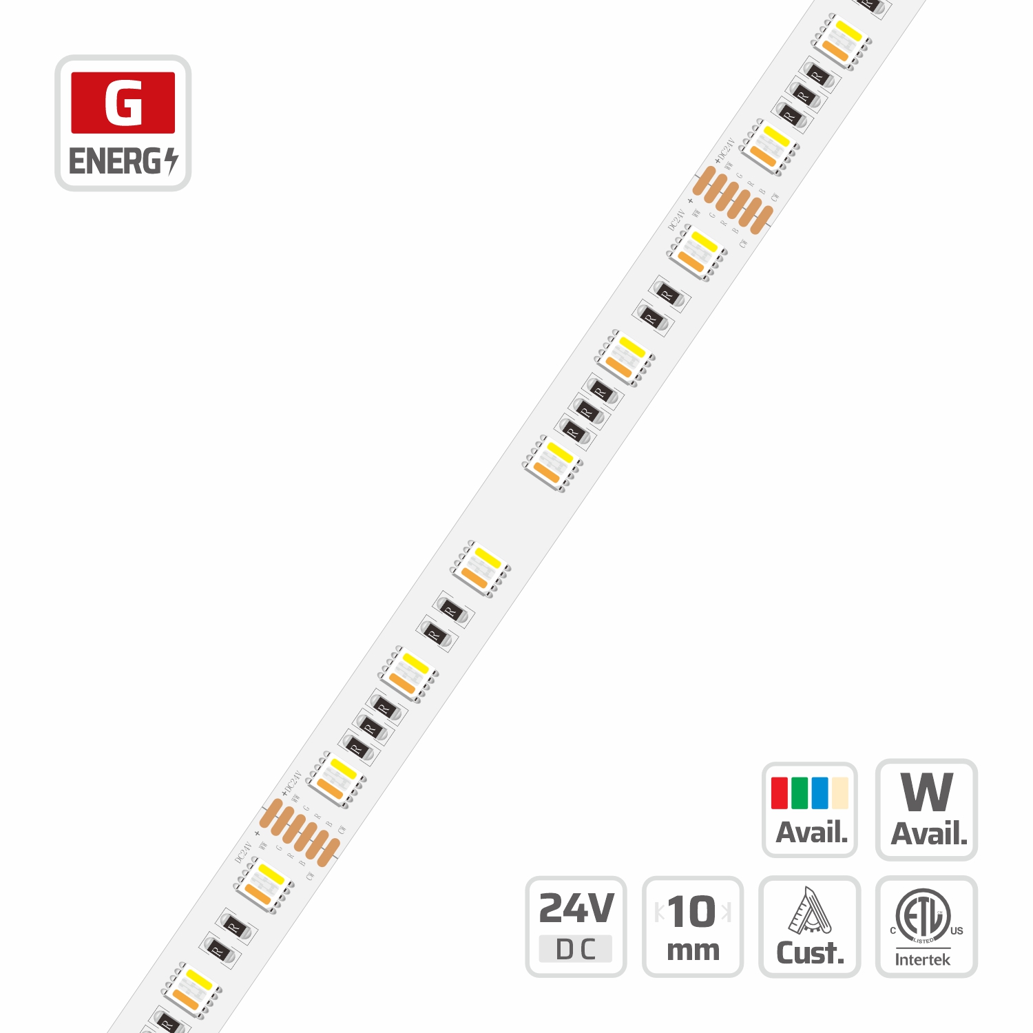 12mm | 24V | 60LEDs | 100mm/cut | #2206 | 5050 RGBW LED Strip Light