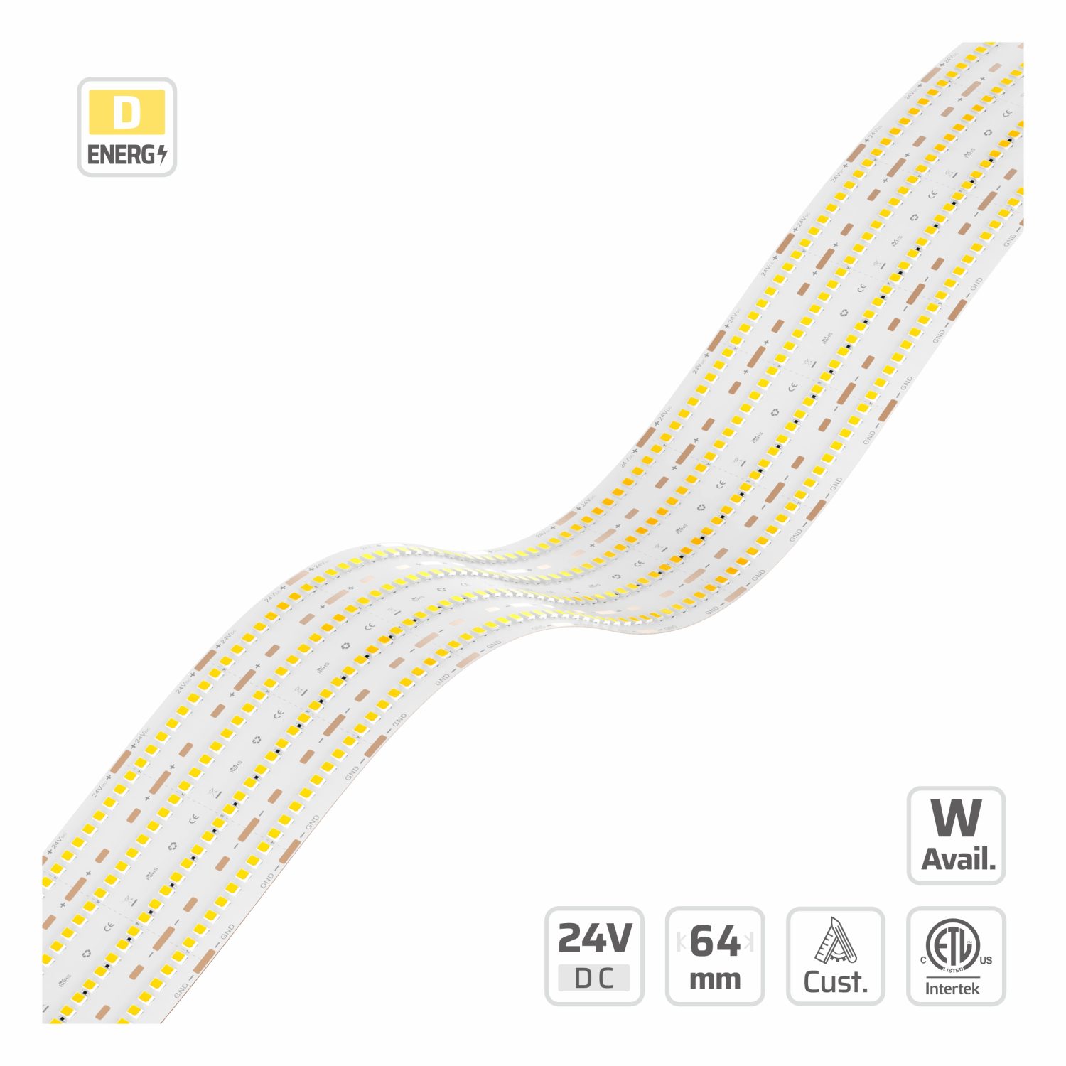 64mm | 24V | 960LEDs | 33.333mm/cut | #16705 | Multi-Line Four-Row High-Density LED Light Strip