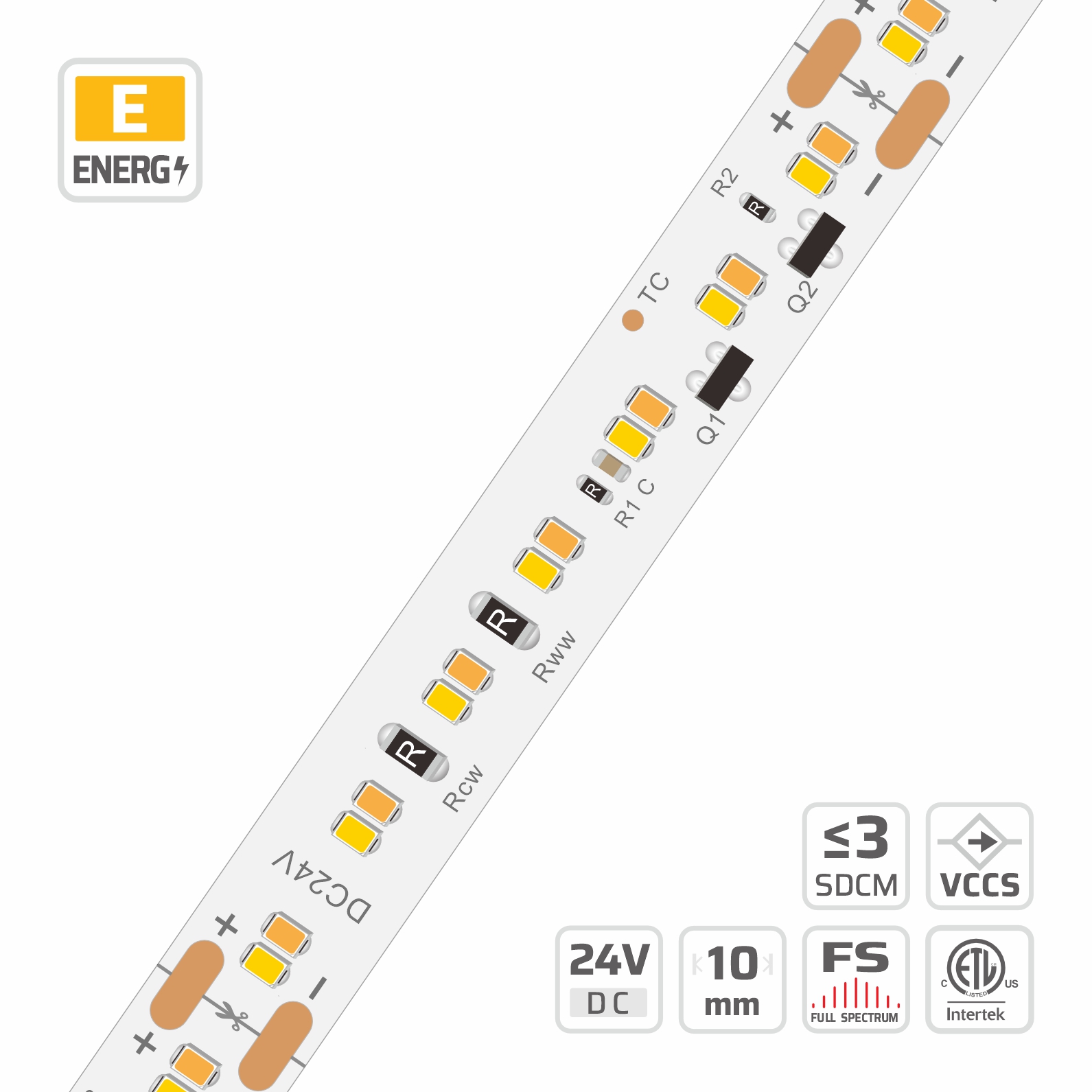 10mm | 24V | 224LEDs | 62.5mm/cut | #6942 | 2216 Dim to Warm LED Light Strip