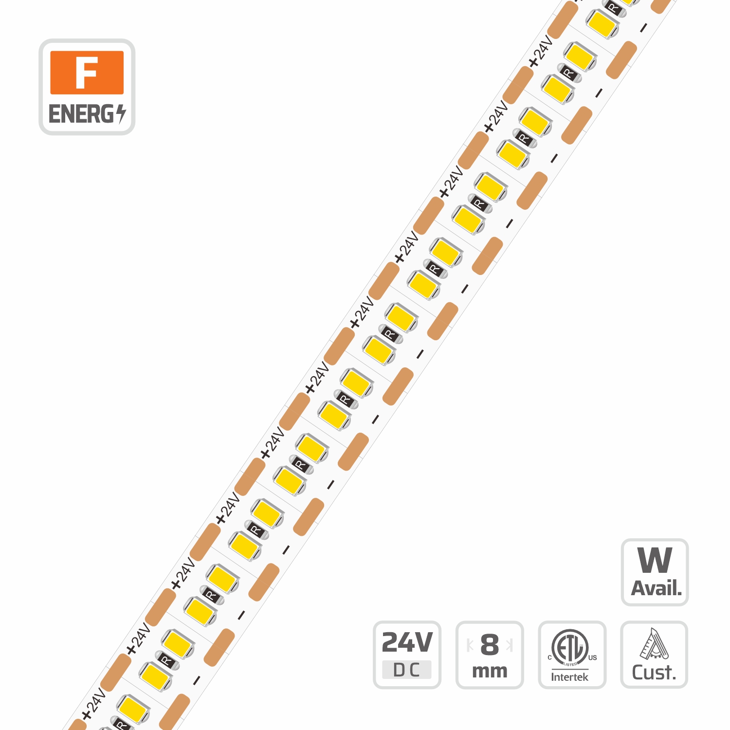 14157-N high density led strip — 24V, cuttable every 6.7mm, 8mm FPCB width, 2216 LEDs, 300 LEDs/m