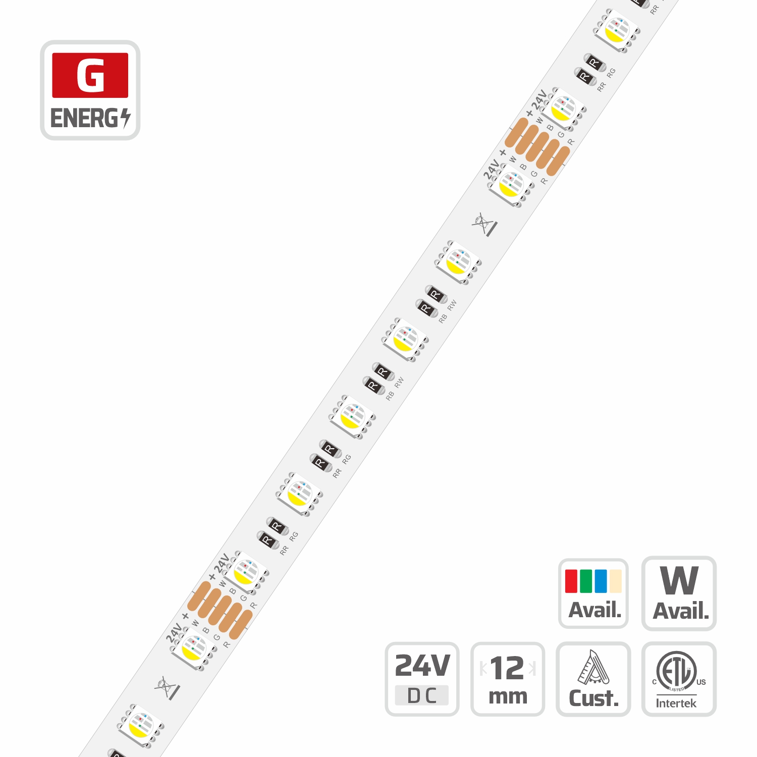 12mm | 24V | 60LEDs | 100mm/cut | #5326 | 5050 RGBW LED Strip Light