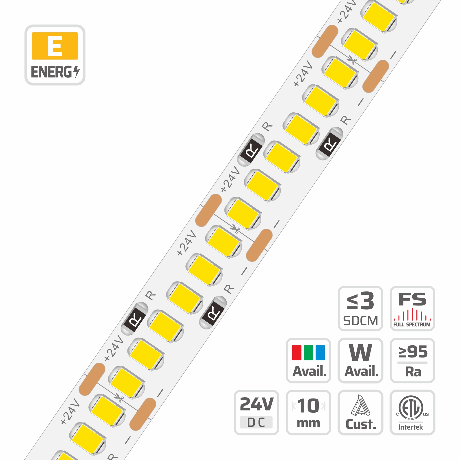 10mm | 24V | 240LEDs | 25mm/cut | #2309 | 2835 High Lumen Ultra-Density LED Strip Light