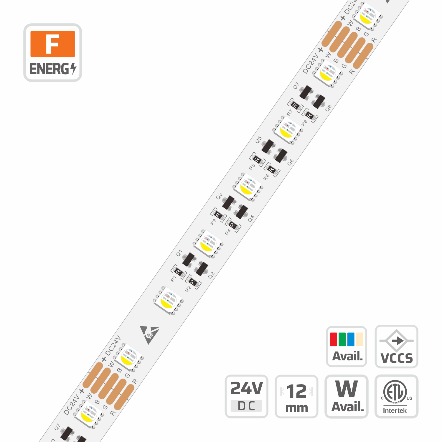 12mm | 24V | 60LEDs | 100mm/cut | #4905 | 5050 Ultra-long RGBW LED strip light
