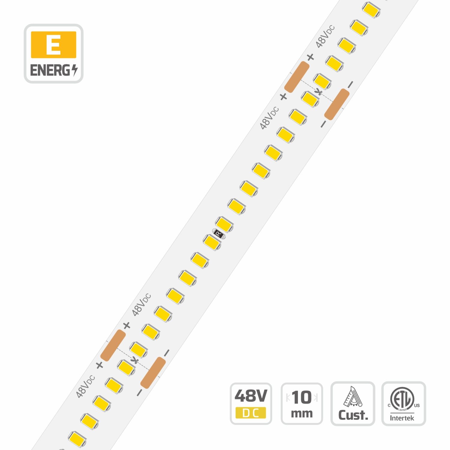 10mm | 48V | 300LEDs | 50mm/cut | #15927-N | 2216 High output CC LED Strip