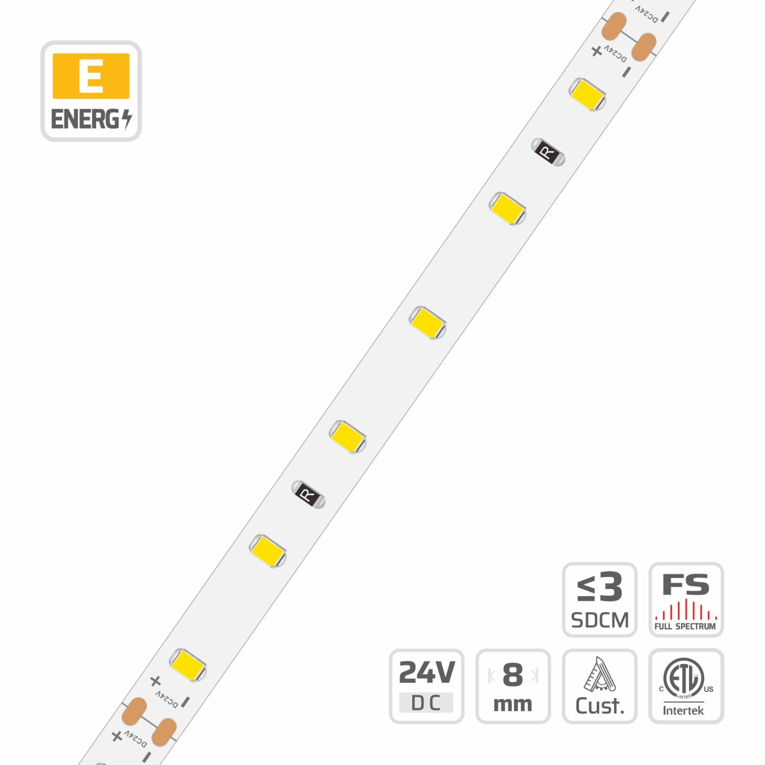 8mm | 24V | 60LEDs | 100mm/cut | #2299 | 2835 Classic LED Strip Light