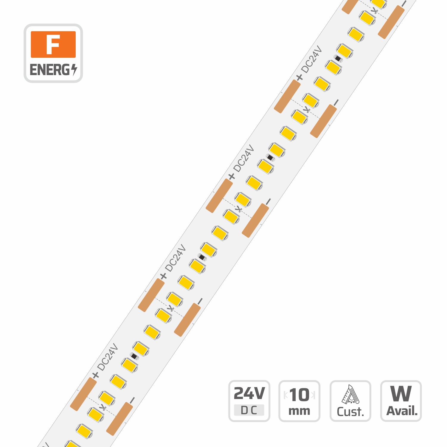 14512-N long led strip — 24V, cuttable every 20mm, 10mm FPCB width, 2216 LEDs, 300 LEDs/m