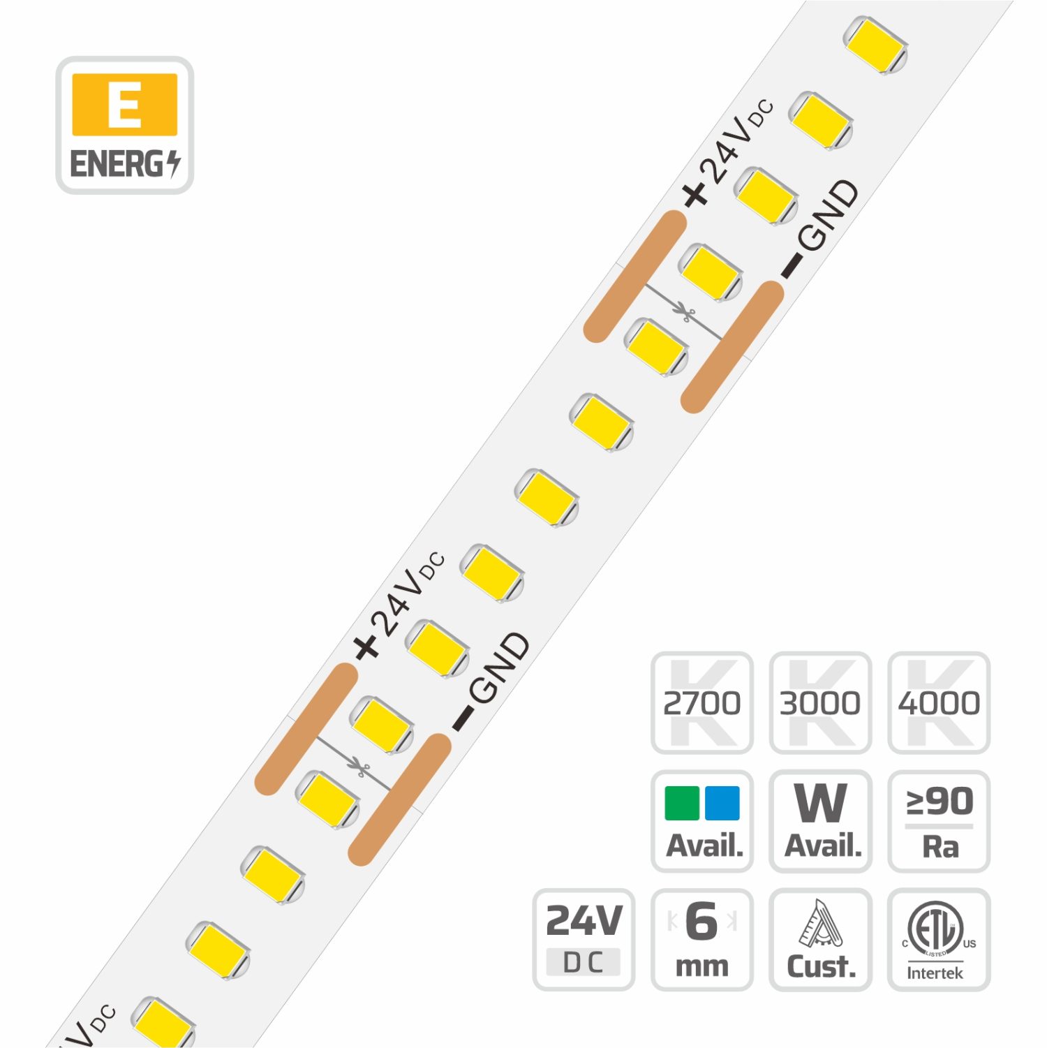 6mm | 24V | 300LEDs | 20cut | #13439 | 2216 Ultra- Long Built-in IC LED strip light