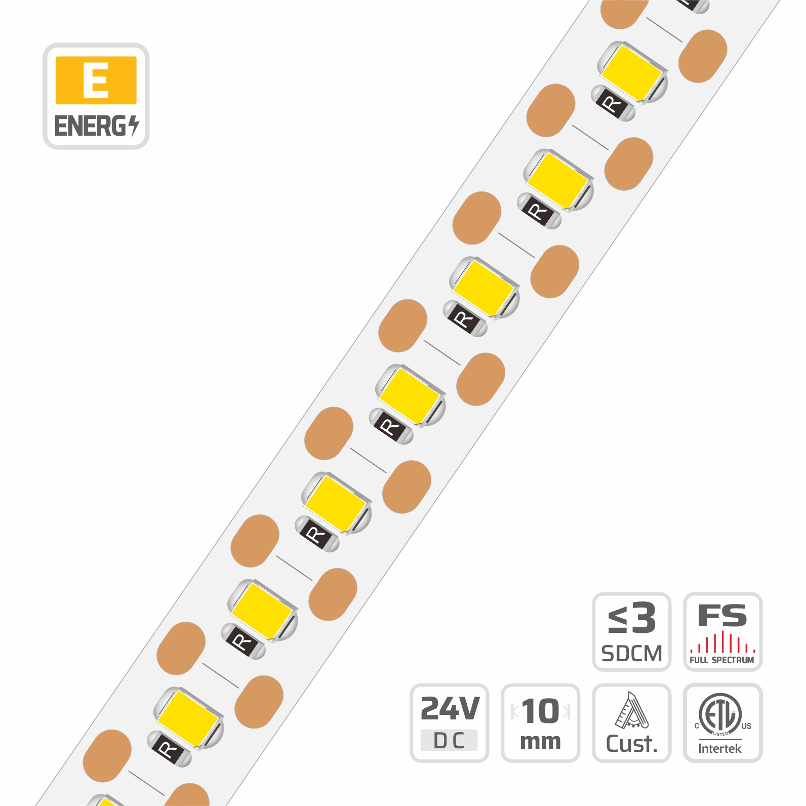 10mm | 24V | 120LEDs | 8.3mm/cut | #2063 | 2835 Micro-Cut LED Strip Light