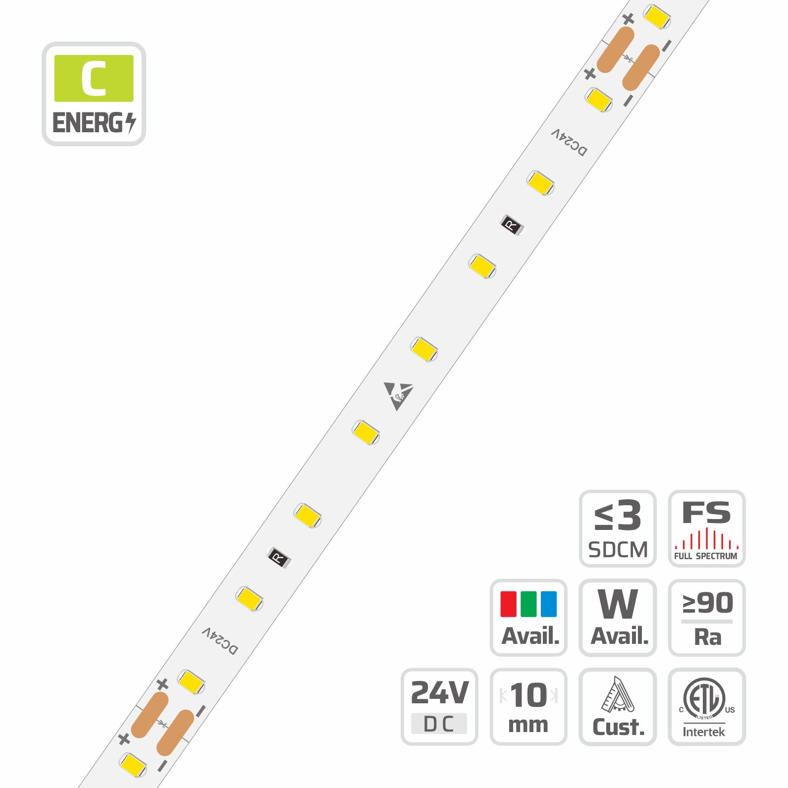 10mm | 24V | 64LEDs | 125cut | #5381-OSRAM | 2835 High Light Efficacy High Lumen LED Strip
