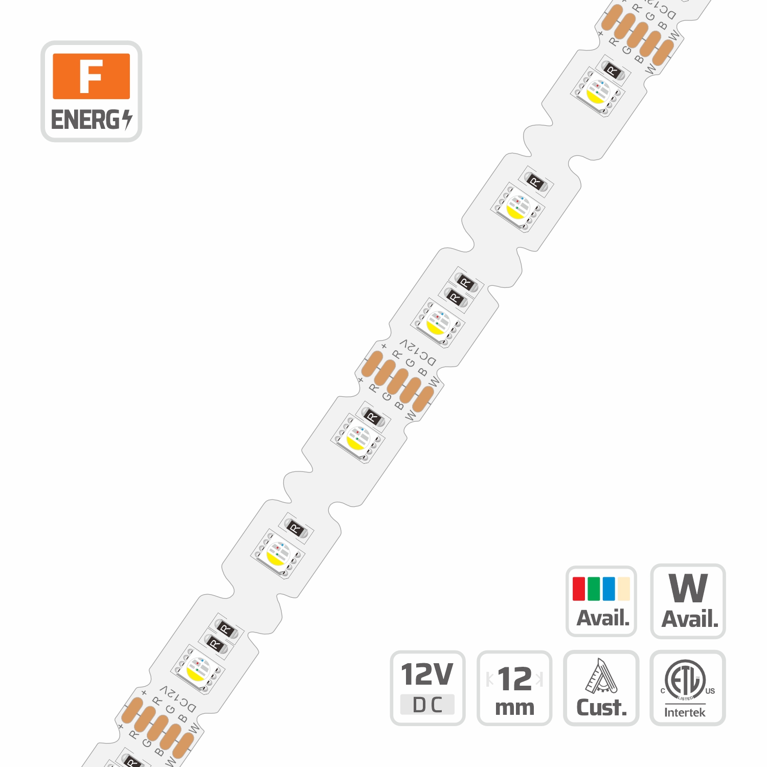 12mm | 12V | 48LEDs | 62.5mm/cut | #10953 | 5050 RGBW S-Bend LED Strip Light
