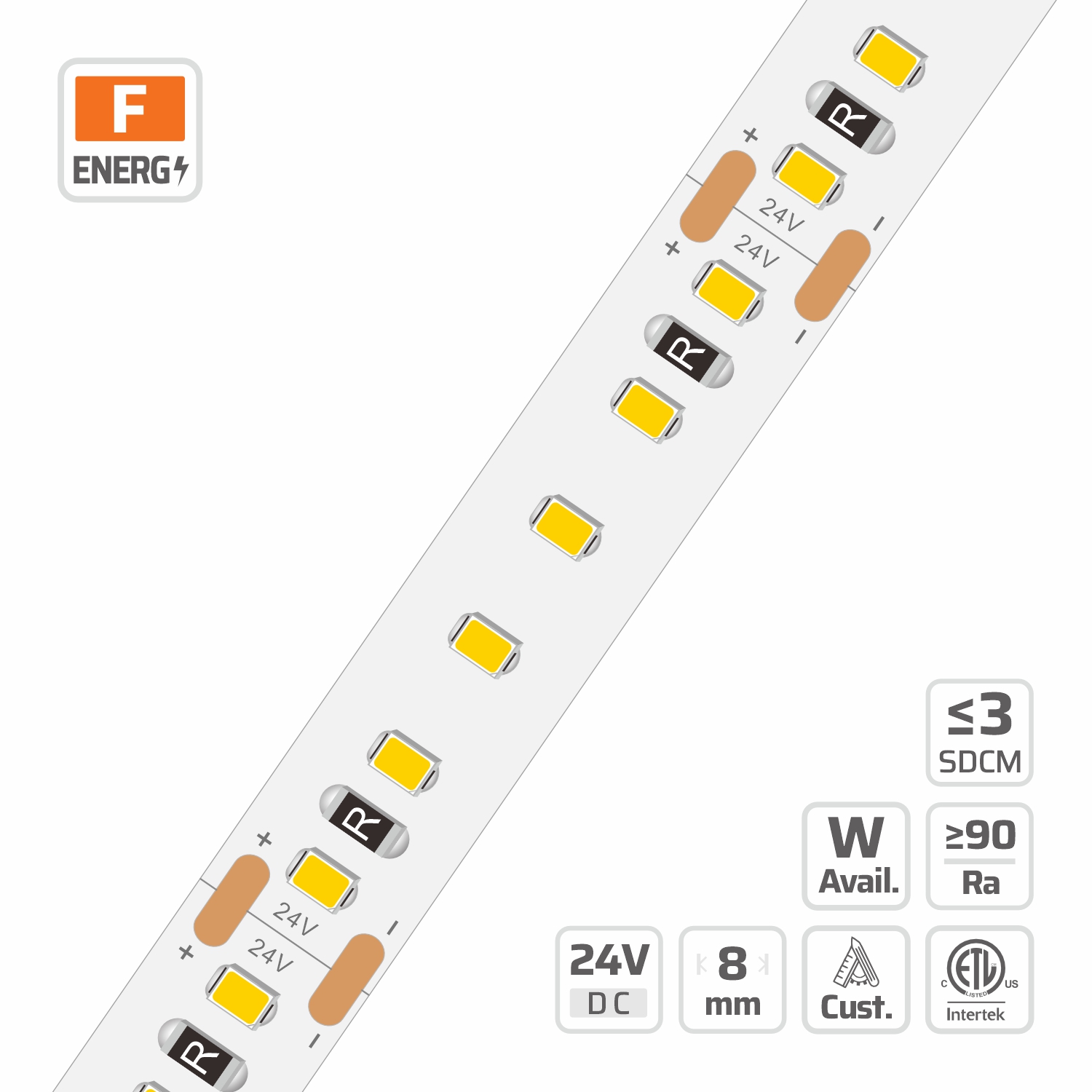 2354 2216 Classic LED Strip Light | 8mm | 24V | 180LEDs | 33.33mm/cut | #2354 — 24V, cuttable every 33.3mm, 8mm FPCB width, 2216 LEDs, 180 LEDs/m